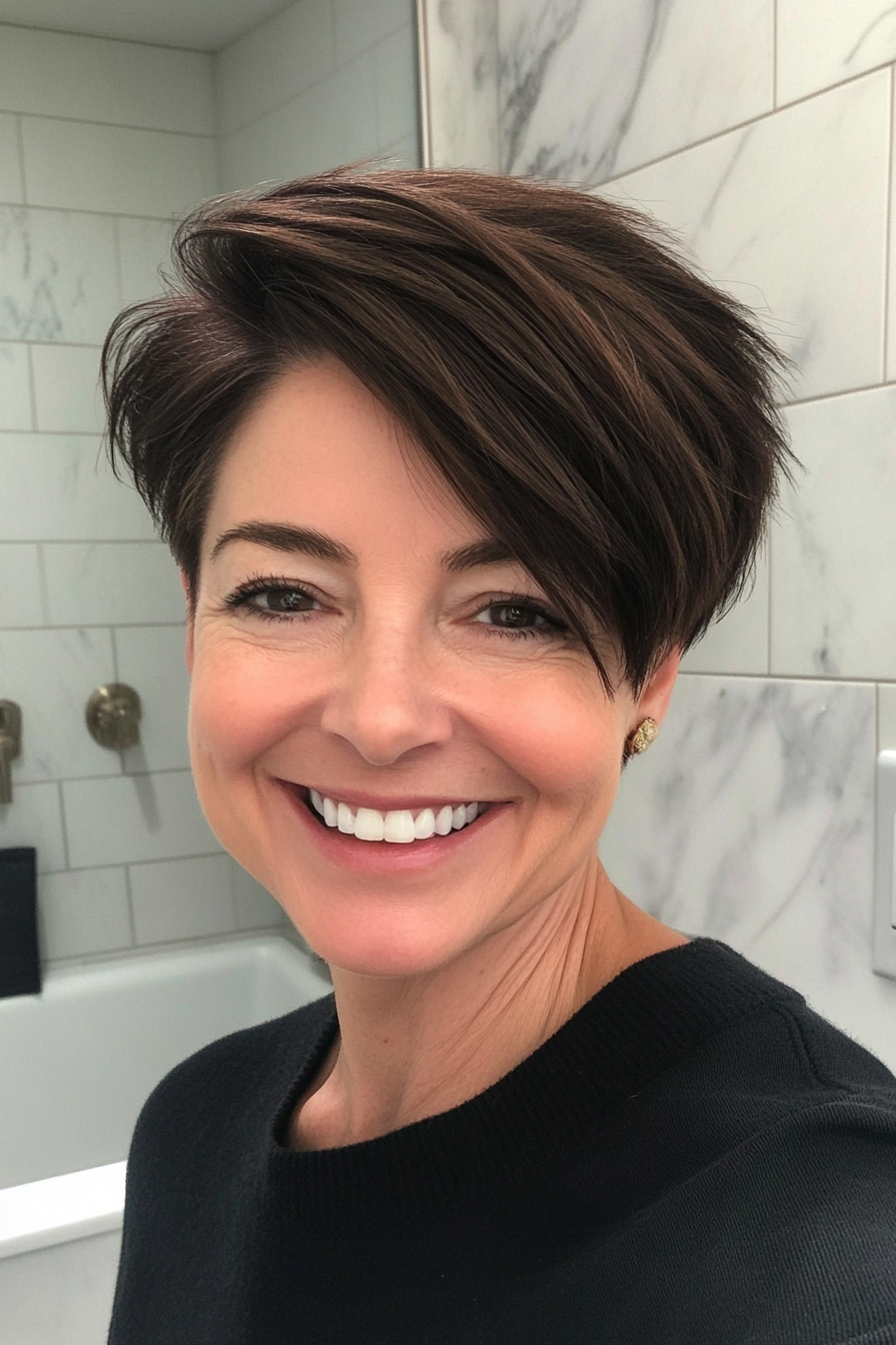 24. Blunt Pixie Cut (Shorter Haircuts For Older Women) - Shorter Haircuts For Older Women