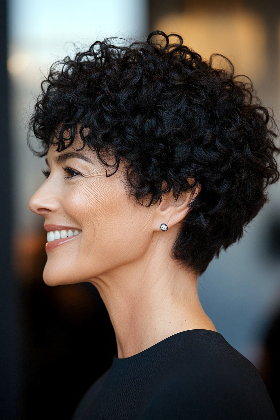 27. Natural Curly Pixie Cut (Shorter Haircuts For Older Women) - Shorter Haircuts For Older Women