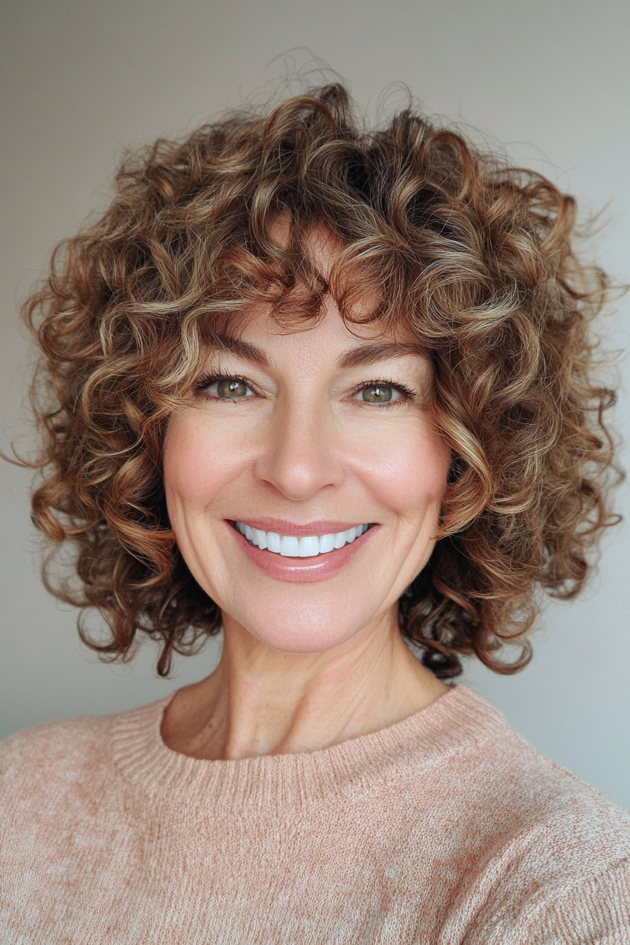 9. Voluminous Curly Tapered Cut (Hairstyles For Older Women With Curly Hair) - Hairstyles For Older Women With Curly Hair