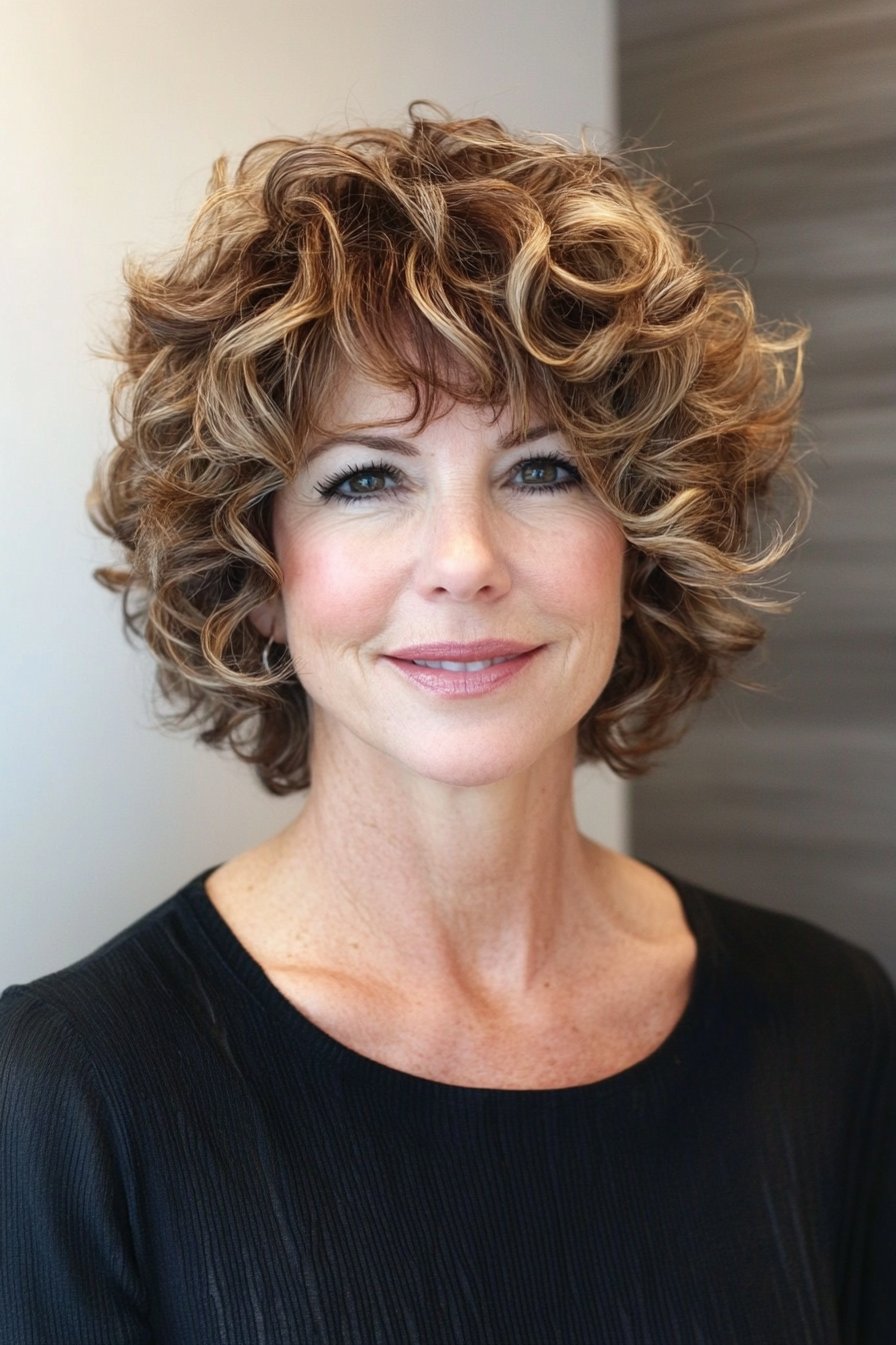 21. Soft Curly Shag with Dark Blonde Highlights (Hairstyles For Older Women With Curly Hair) - Hairstyles For Older Women With Curly Hair