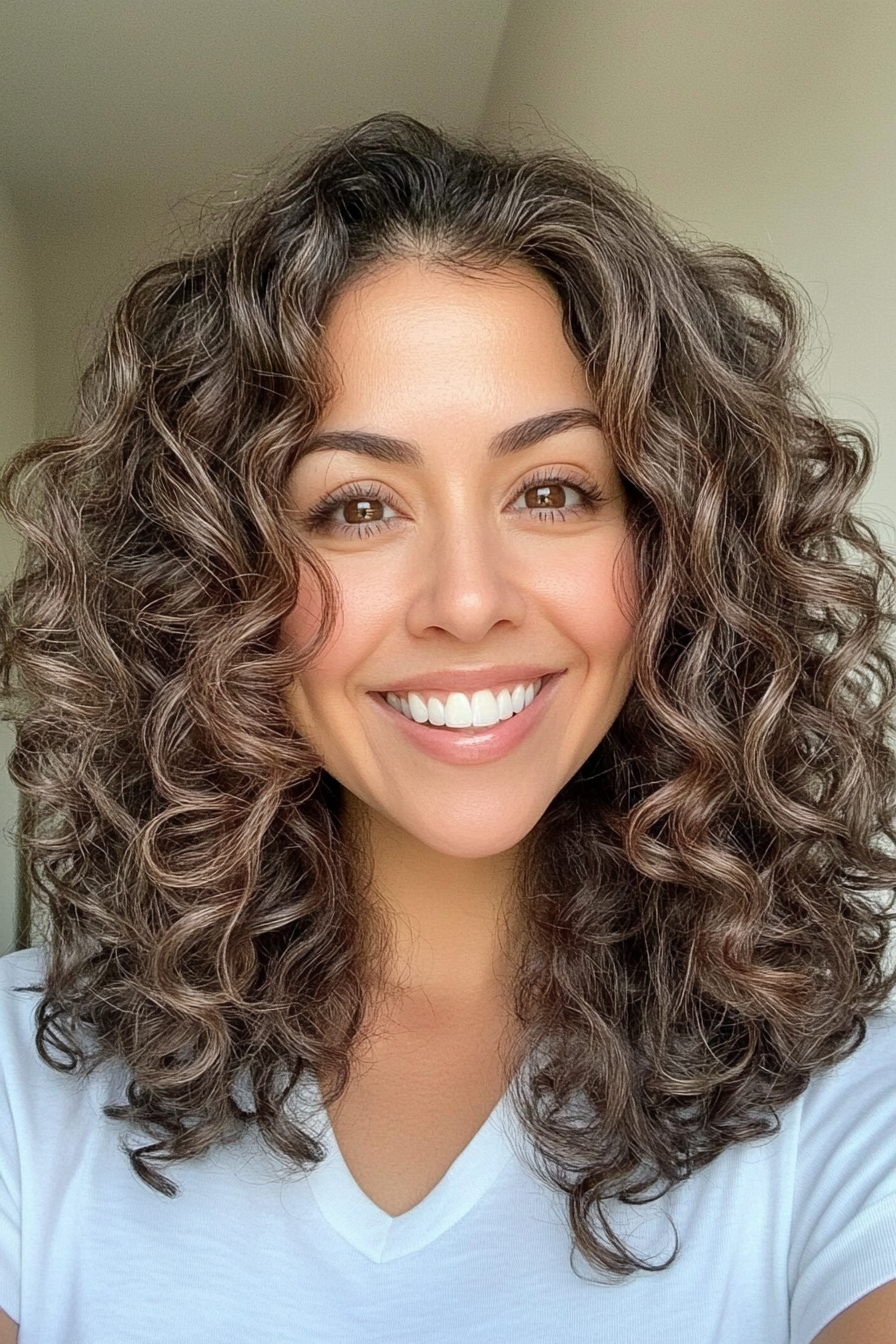 26. Medium Curly Cut with Light Ash Brown (Hairstyles For Older Women With Curly Hair) - Hairstyles For Older Women With Curly Hair