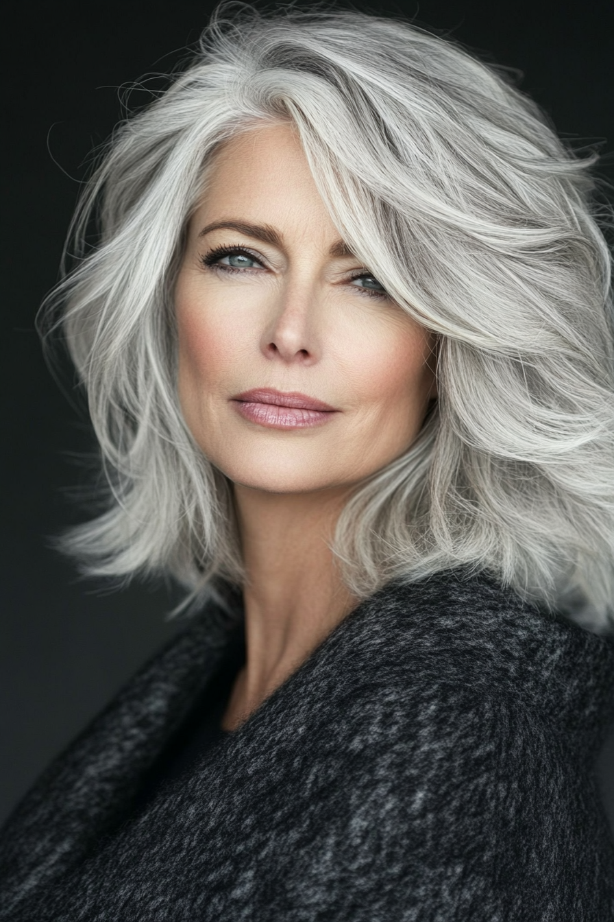 6. Salt and Pepper Shag (Shag Hairstyles For Older Women) - Shag Hairstyles For Older Women