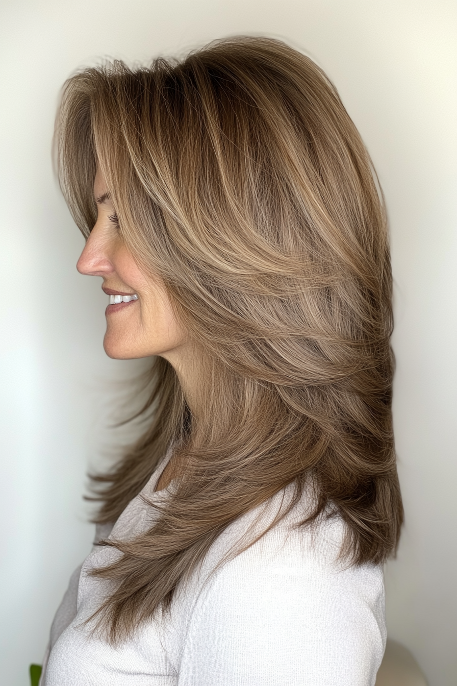 8. Ash Brown Shag with Volume (Shag Hairstyles For Older Women) - Shag Hairstyles For Older Women