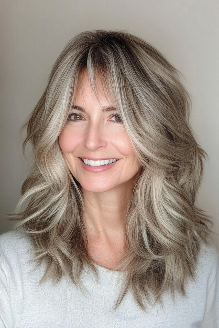 13. Dark Blonde Shag with Tousled Layers (Shag Hairstyles For Older Women) - Shag Hairstyles For Older Women