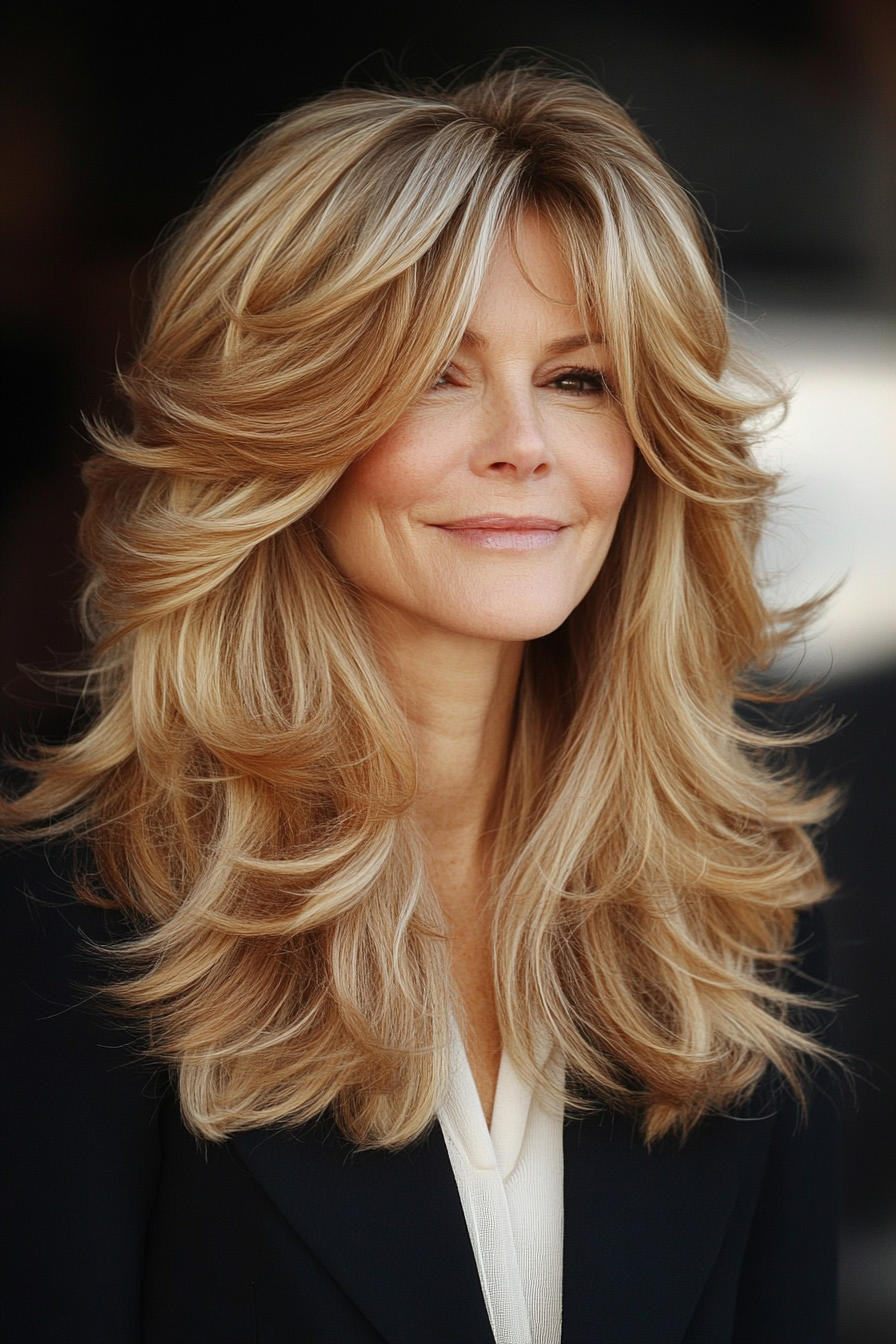 20. Strawberry Blonde Shag with Long Layers (Shag Hairstyles For Older Women) - Shag Hairstyles For Older Women