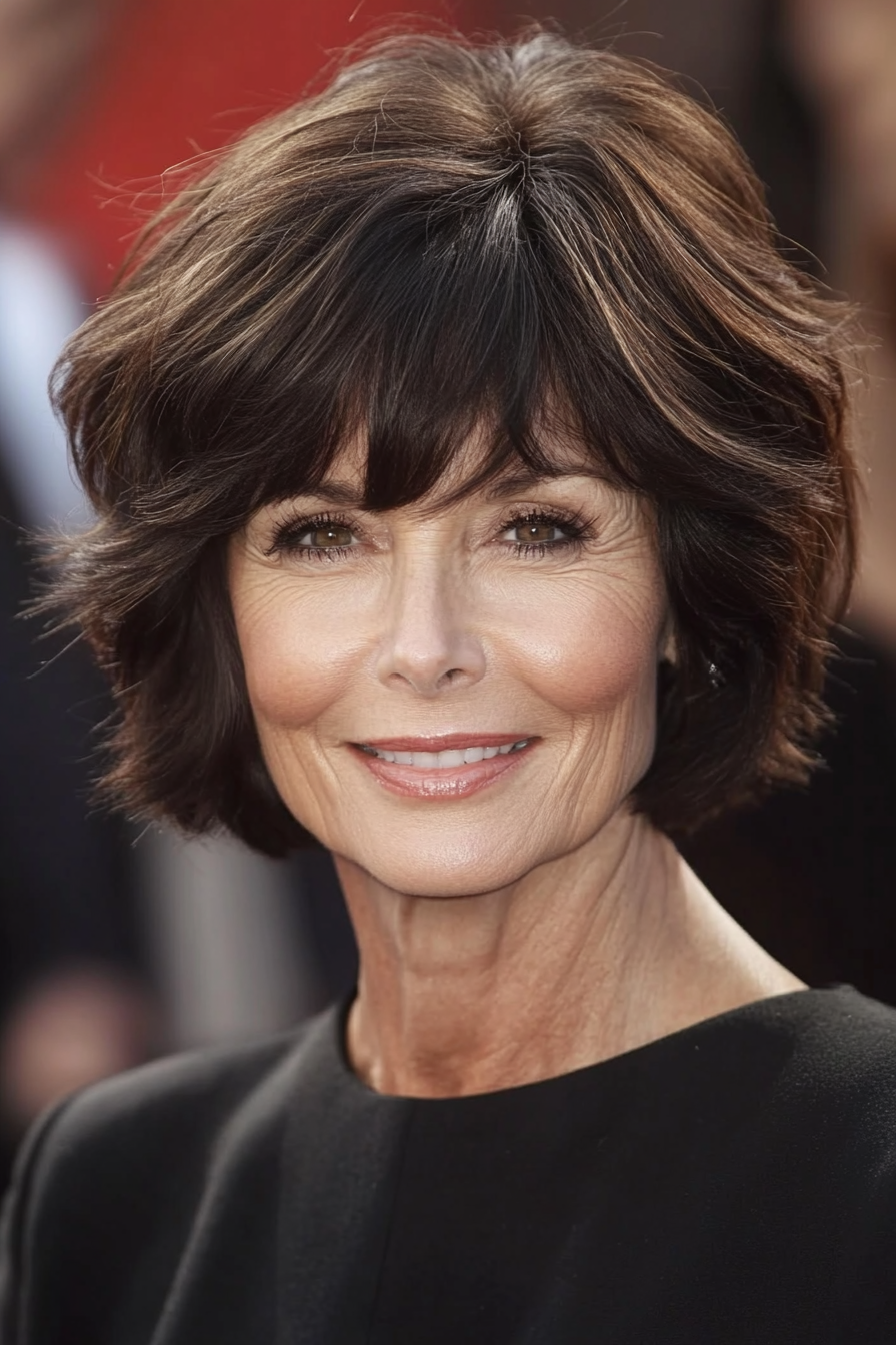 3. Textured Bob with Full Bangs (Short Bob Hairstyles For Women Over 60) - Short Bob Hairstyles For Women Over 60