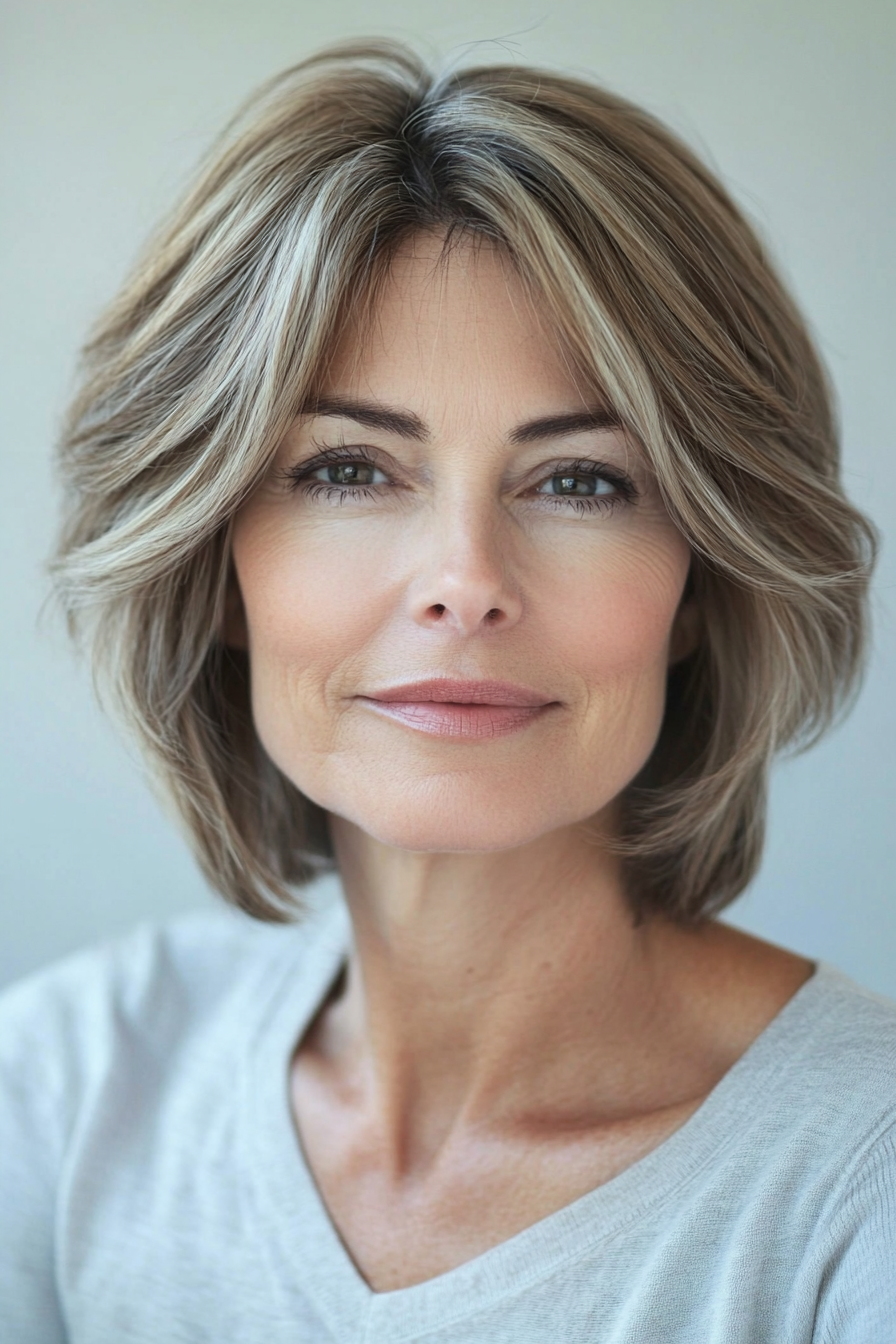 5. Chin-Length Bob with Wispy Layers (Short Bob Hairstyles For Women Over 60) - Short Bob Hairstyles For Women Over 60