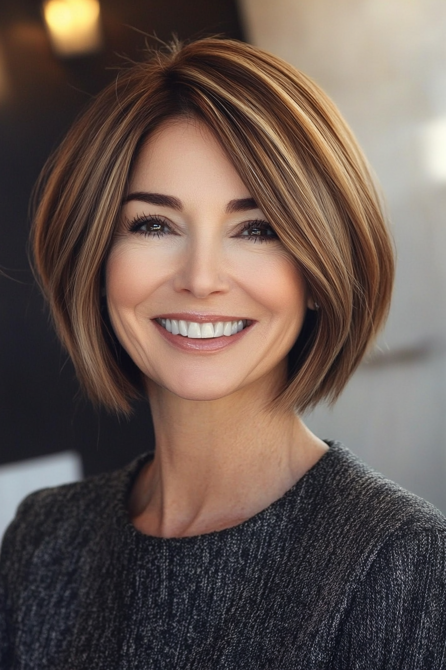 9. Long Bob with Subtle Balayage (Short Bob Hairstyles For Women Over 60) - Short Bob Hairstyles For Women Over 60