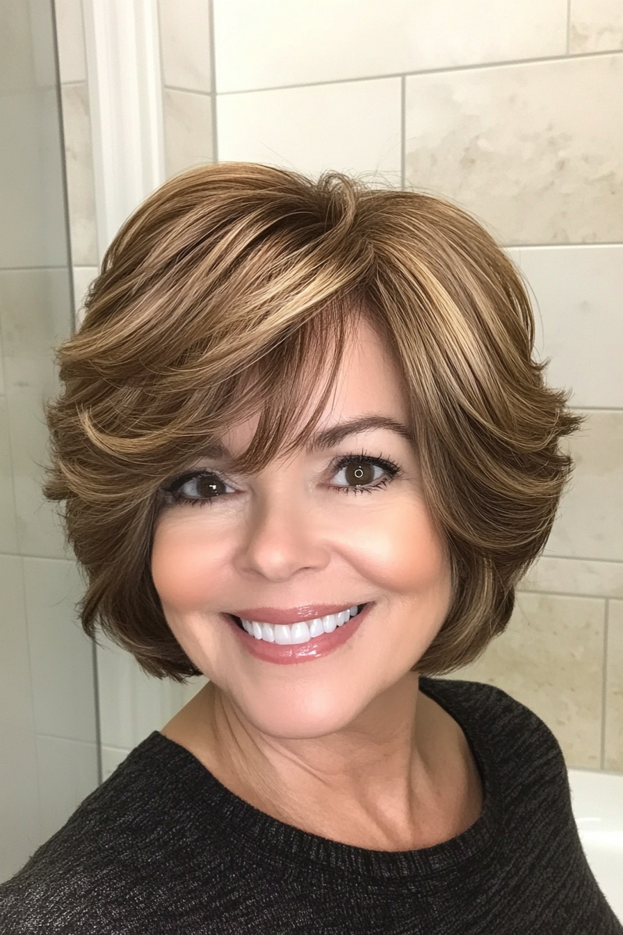 11. Bob with Voluminous Layers (Short Bob Hairstyles For Women Over 60) - Short Bob Hairstyles For Women Over 60