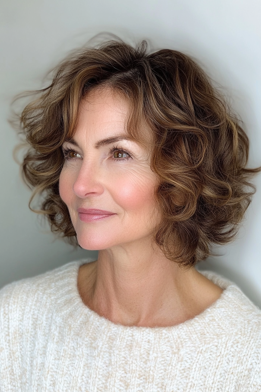16. Bouncy Bob with Natural Curls (Short Bob Hairstyles For Women Over 60) - Short Bob Hairstyles For Women Over 60