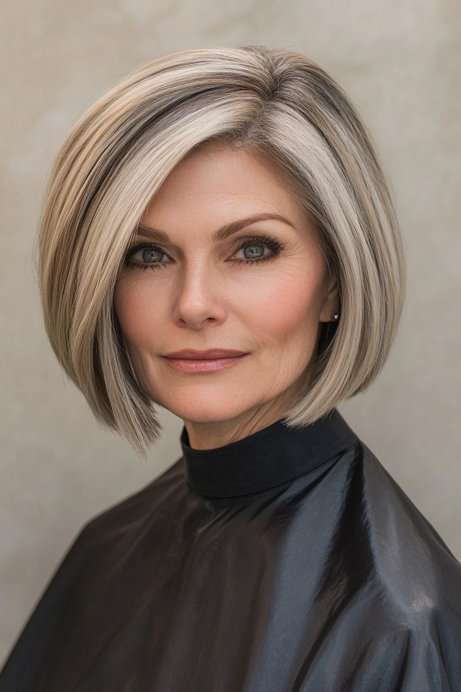 17. Bob with Tapered Sides (Short Bob Hairstyles For Women Over 60) - Short Bob Hairstyles For Women Over 60