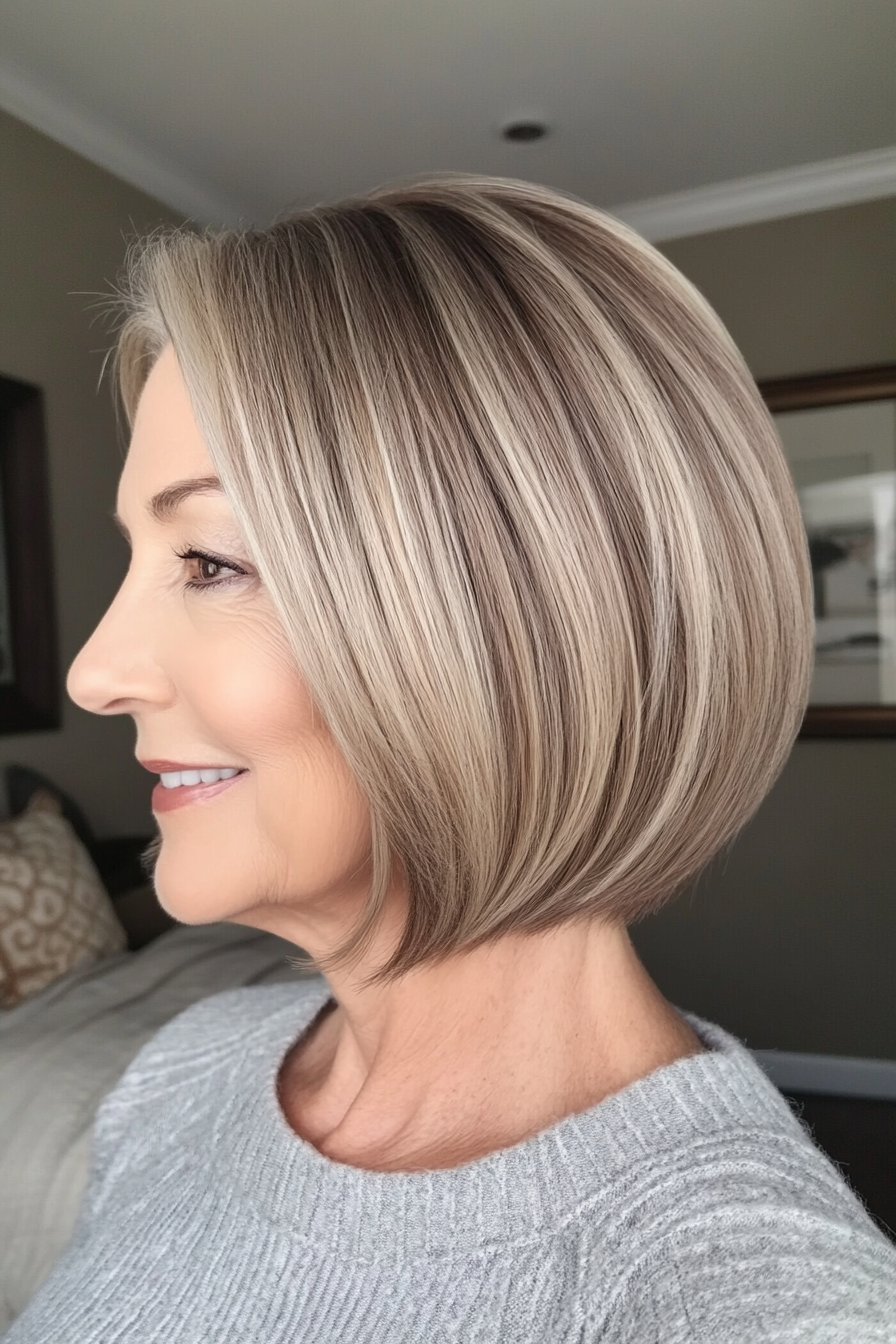 19. Soft Bob with Blended Highlights (Short Bob Hairstyles For Women Over 60) - Short Bob Hairstyles For Women Over 60