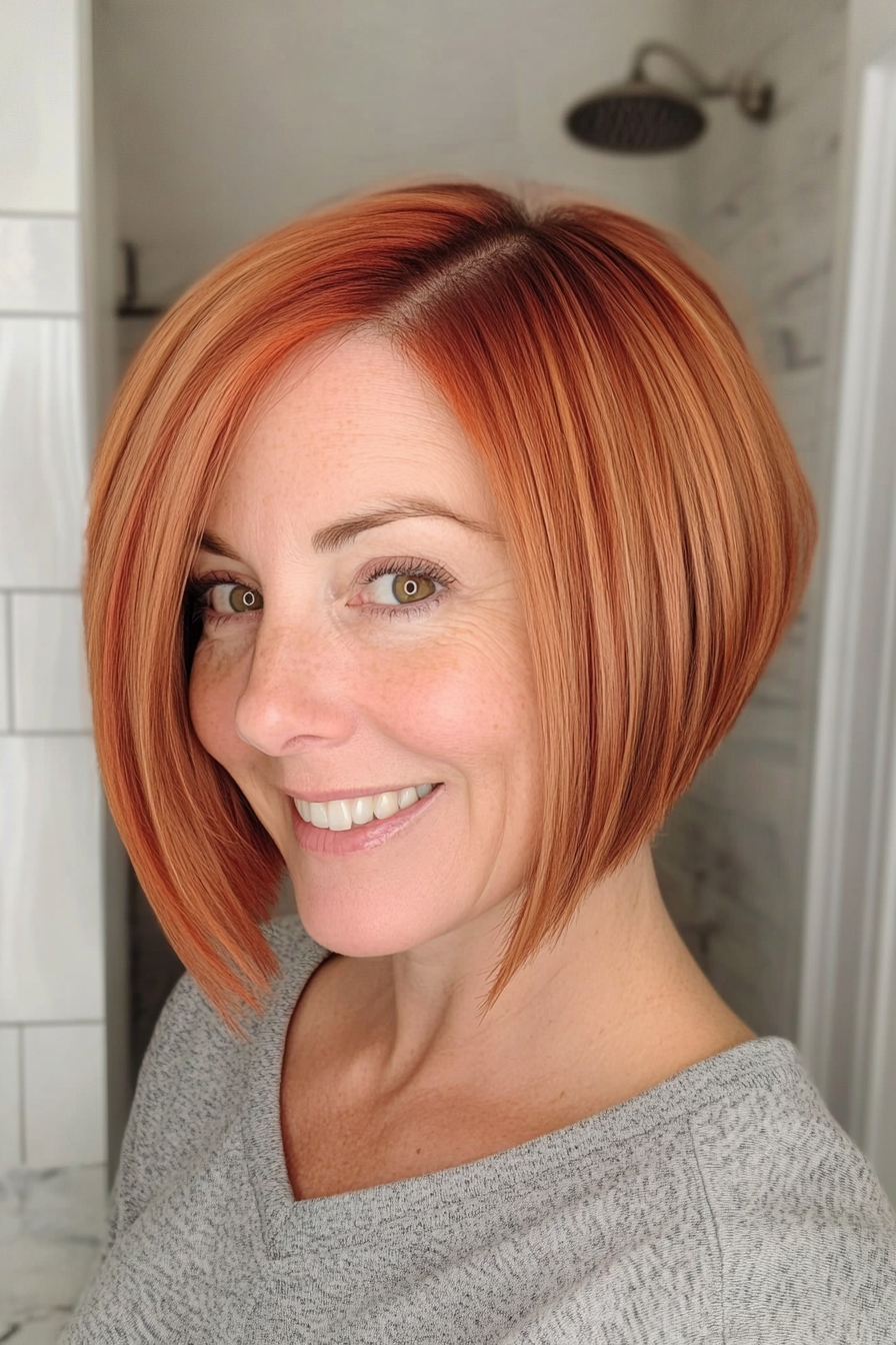 21. Edgy Bob with Light Red Tones (Short Bob Hairstyles For Women Over 60) - Short Bob Hairstyles For Women Over 60