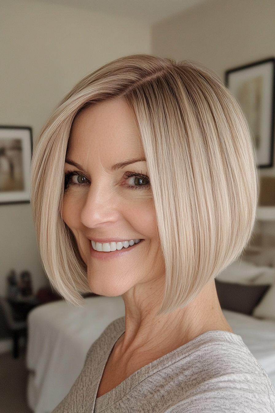 22. Bob with Curved Ends and Highlights (Short Bob Hairstyles For Women Over 60) - Short Bob Hairstyles For Women Over 60