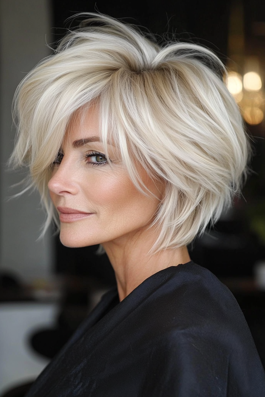 16. Modern Shag - Honey Blonde (Short Haircuts For Women Over 50 With Fine Hair) - Short Haircuts For Women Over 50 With Fine Hair