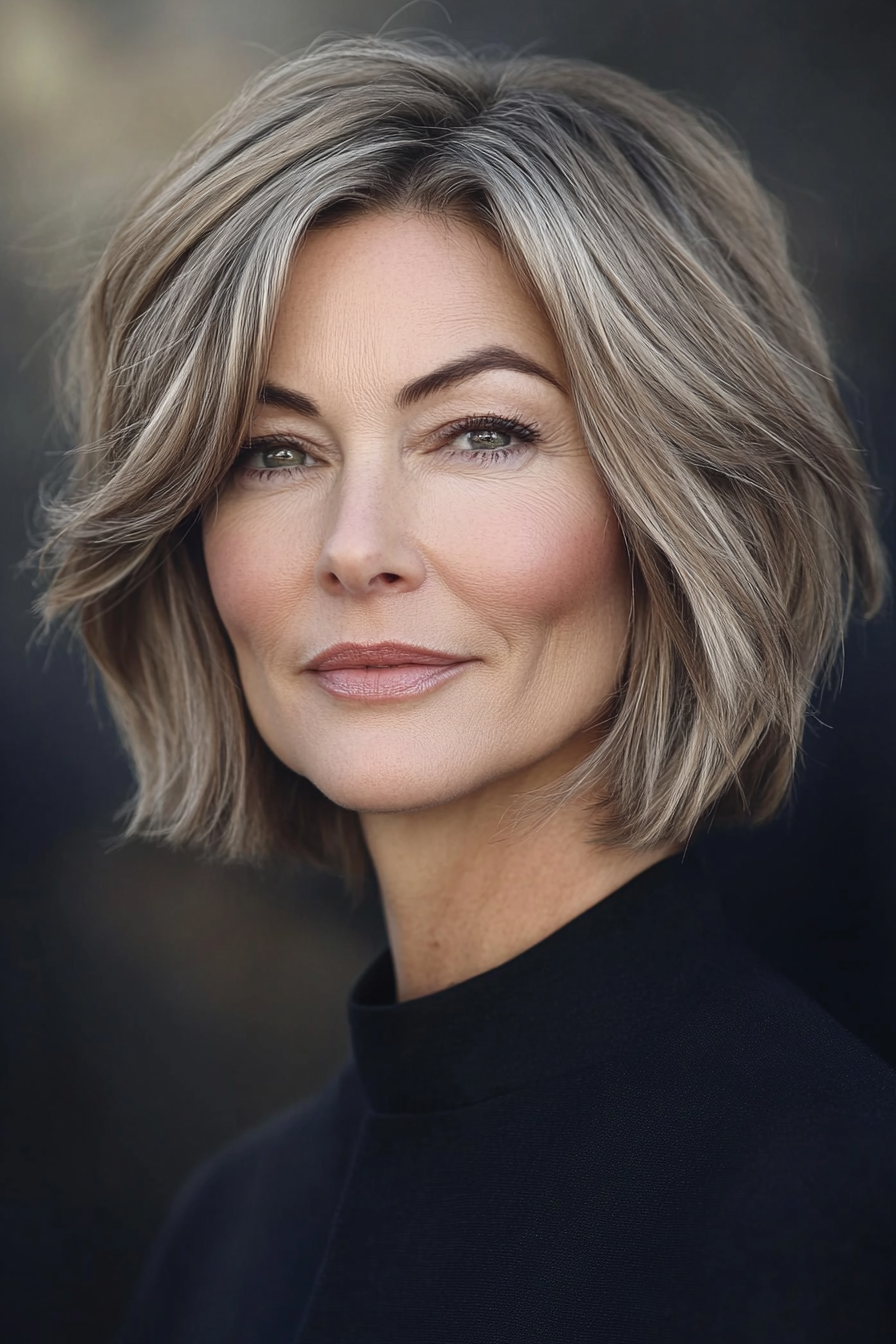 18. Textured Short Bob - Light Brown (Short Haircuts For Women Over 50 With Fine Hair) - Short Haircuts For Women Over 50 With Fine Hair
