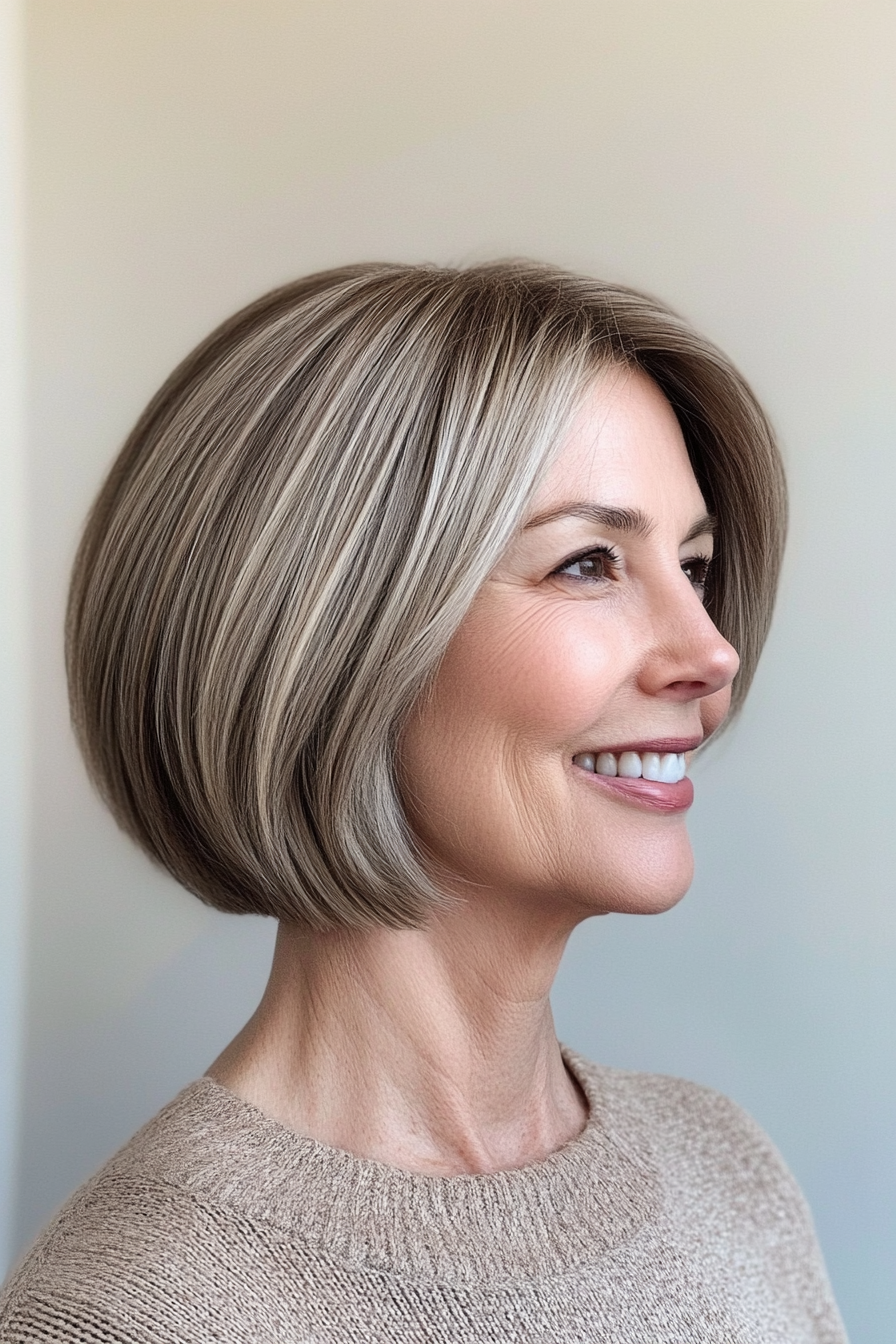 24. Soft Bob with Volume - Dark Blonde (Short Haircuts For Women Over 50 With Fine Hair) - Short Haircuts For Women Over 50 With Fine Hair