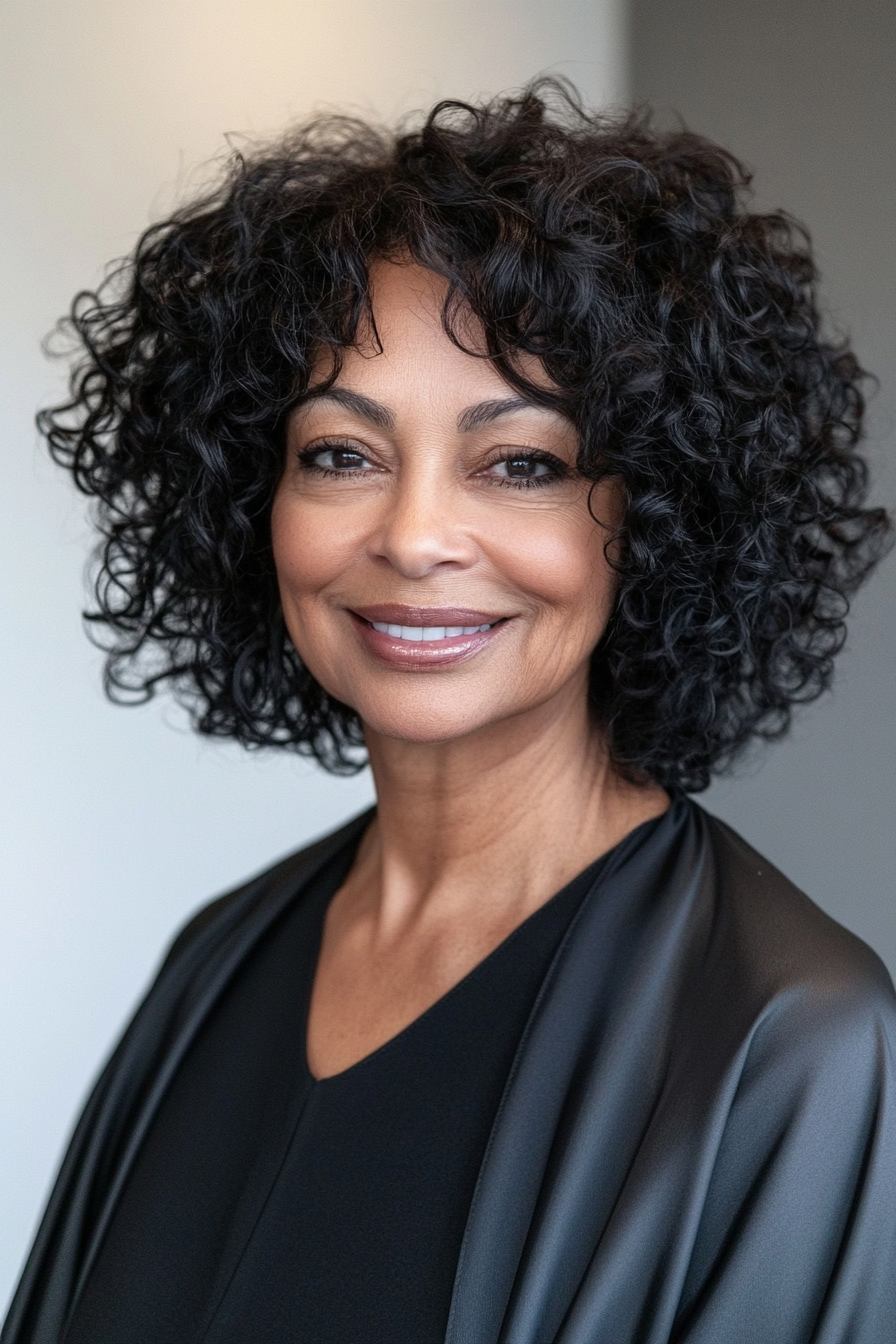 6. Curly Shag Cut (Black Hairstyles For Women Over 60) - Black Hairstyles For Women Over 60