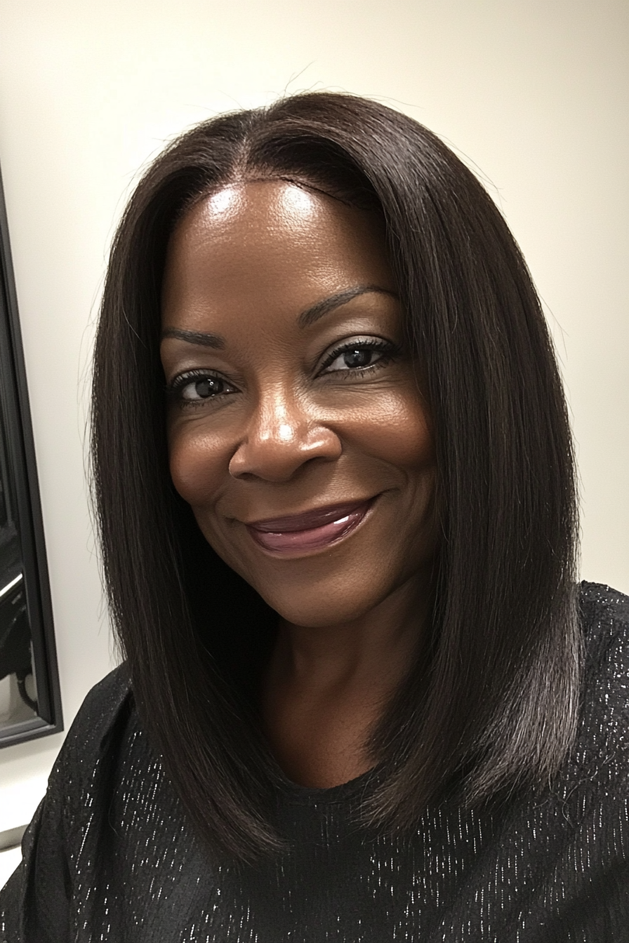 9. Soft Straight with Ends Tucked Under (Black Hairstyles For Women Over 60) - Black Hairstyles For Women Over 60