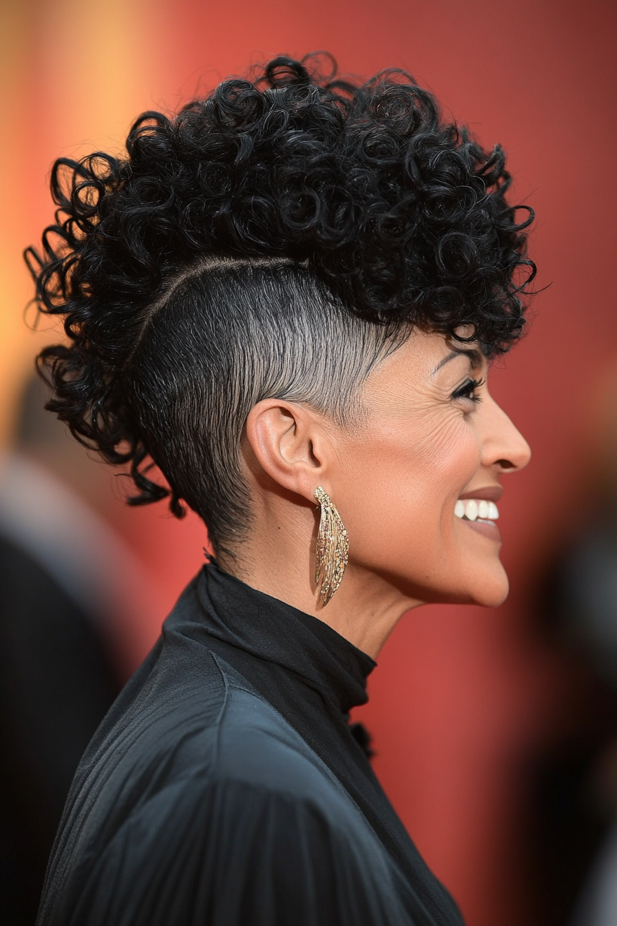 12. Short Curly Mohawk (Black Hairstyles For Women Over 60) - Black Hairstyles For Women Over 60