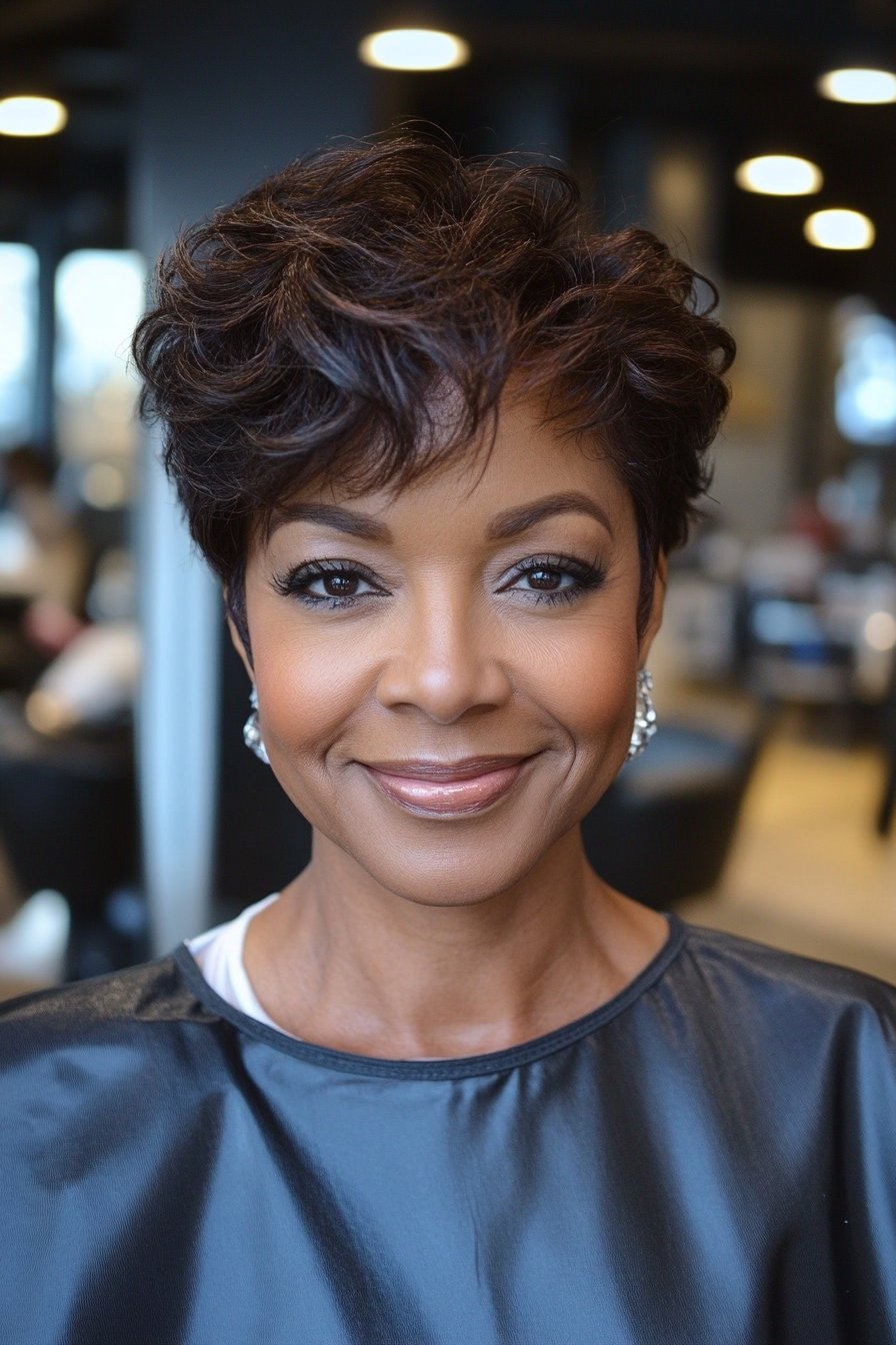 18. Short Pixie with Soft Layers (Black Hairstyles For Women Over 60) - Black Hairstyles For Women Over 60
