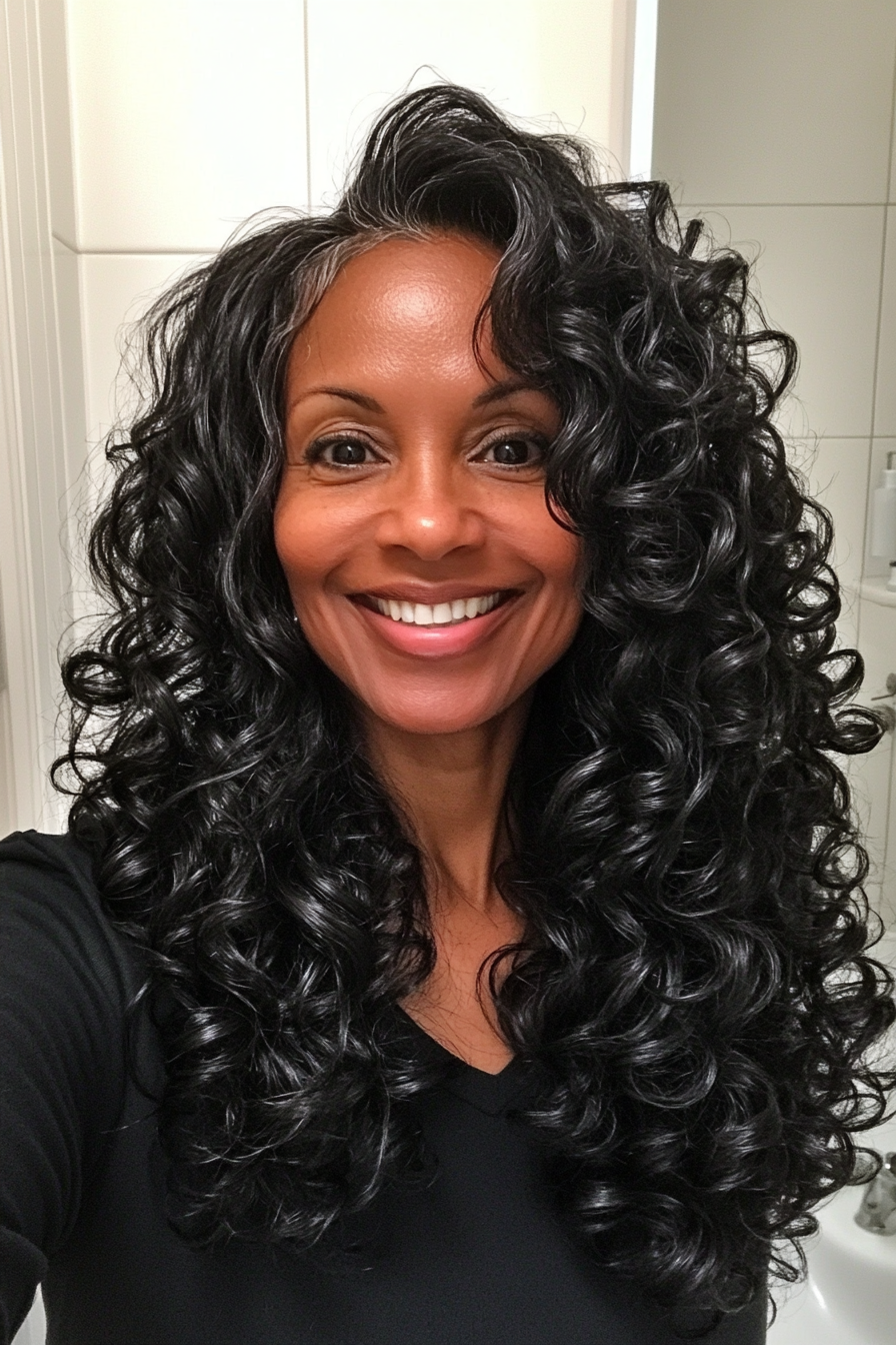19. Longer Layered Curls (Black Hairstyles For Women Over 60) - Black Hairstyles For Women Over 60