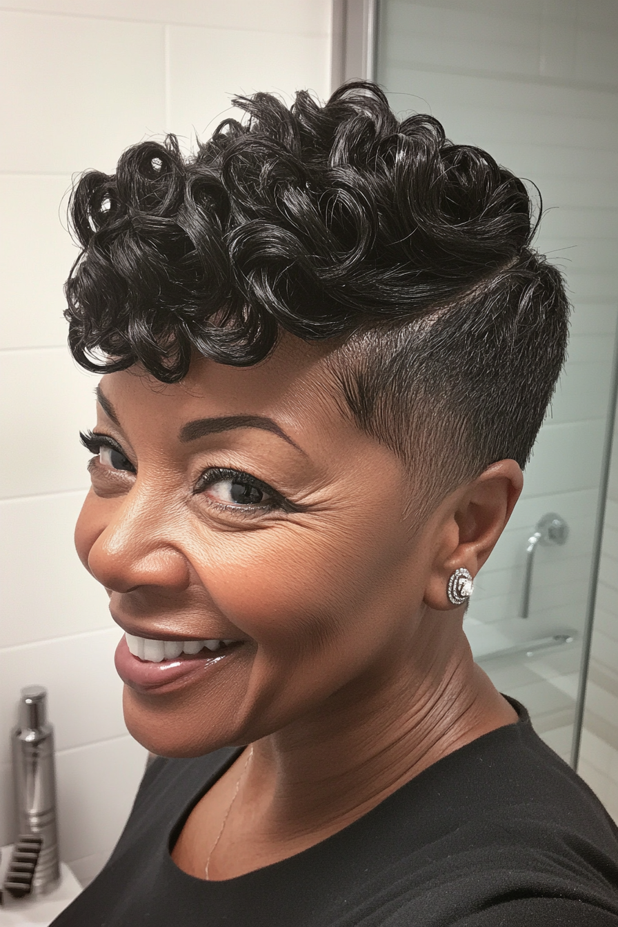 20. Tapered Cut with Sideburns (Black Hairstyles For Women Over 60) - Black Hairstyles For Women Over 60