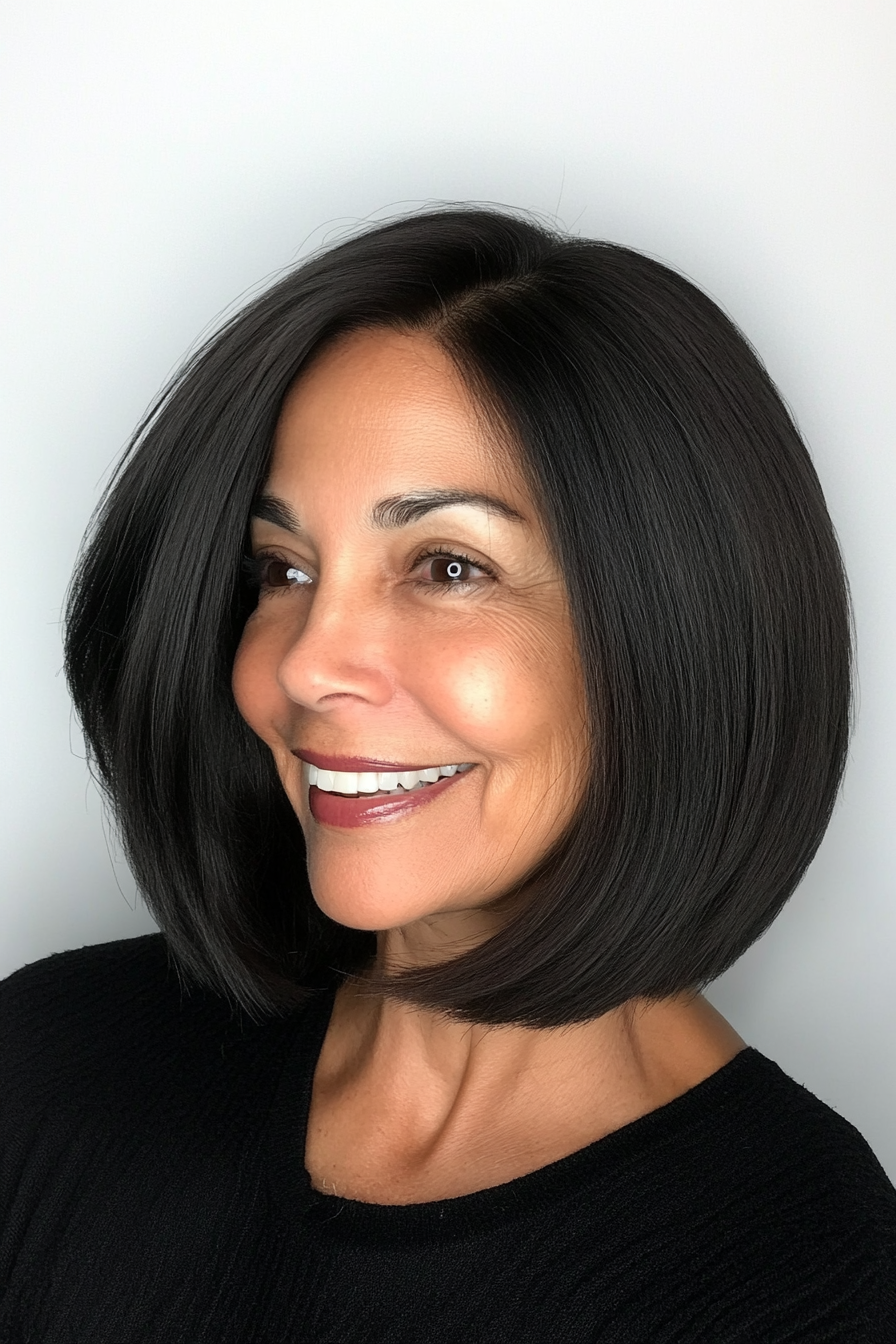 27. Blunt Cut with Light Layers (Black Hairstyles For Women Over 60) - Black Hairstyles For Women Over 60