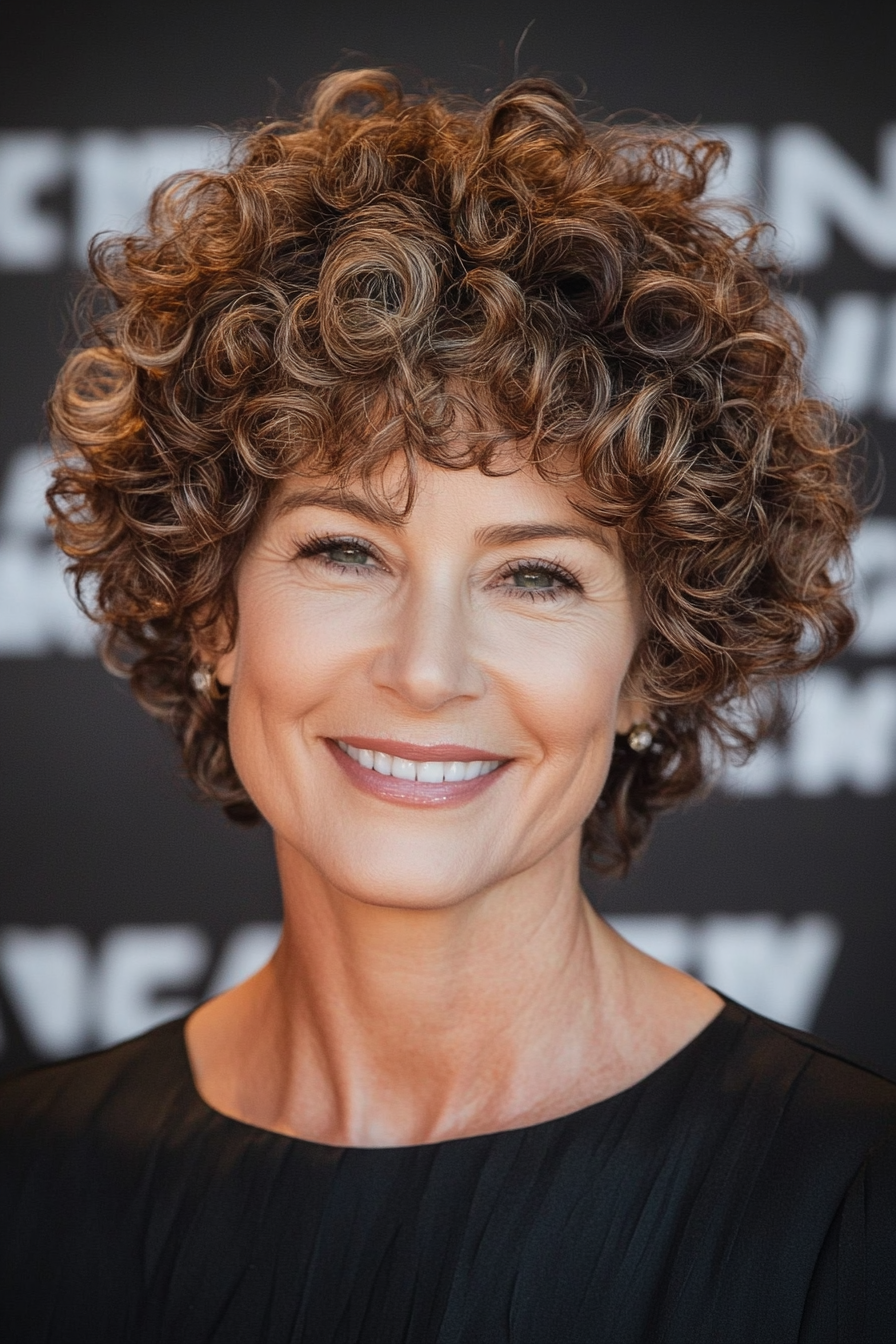 4. Curly Pixie Cut with Soft Ash Brown (Curly Hairstyles For Older Women) - Curly Hairstyles For Older Women