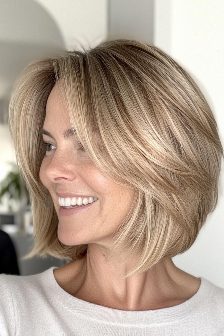 2. Layered Bob (Golden Blonde) (Haircuts Women Over 40) - Haircuts Women Over 40