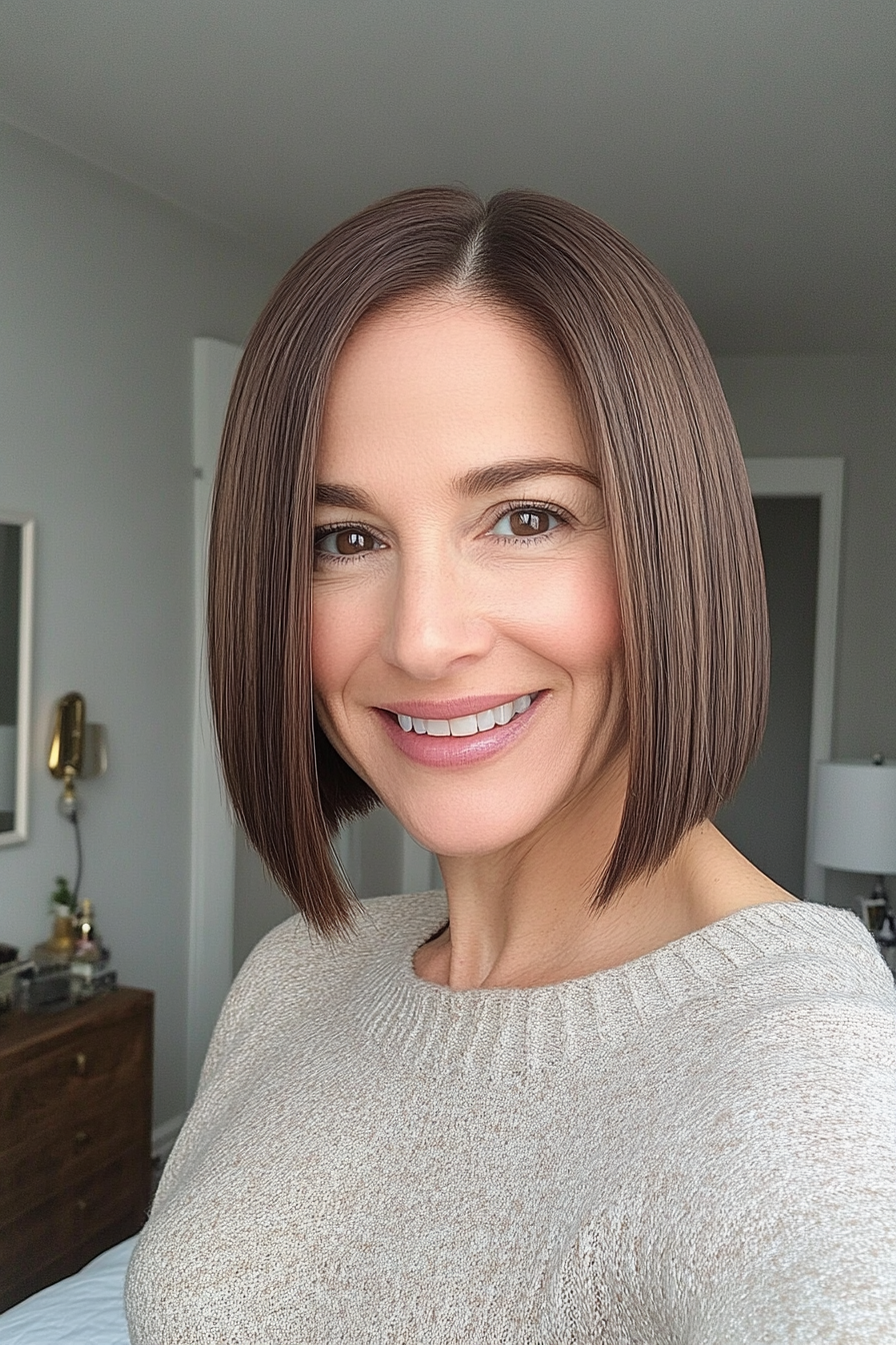 6. Classic Blunt Bob (Medium Brown) (Haircuts Women Over 40) - Haircuts Women Over 40