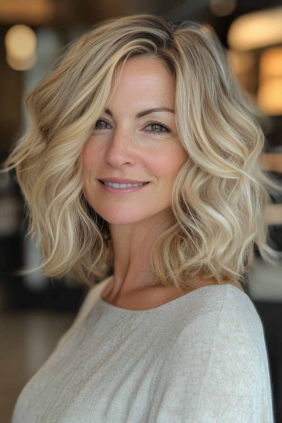 10. Soft Curls with Medium Layers (Blonde) (Haircuts Women Over 40) - Haircuts Women Over 40