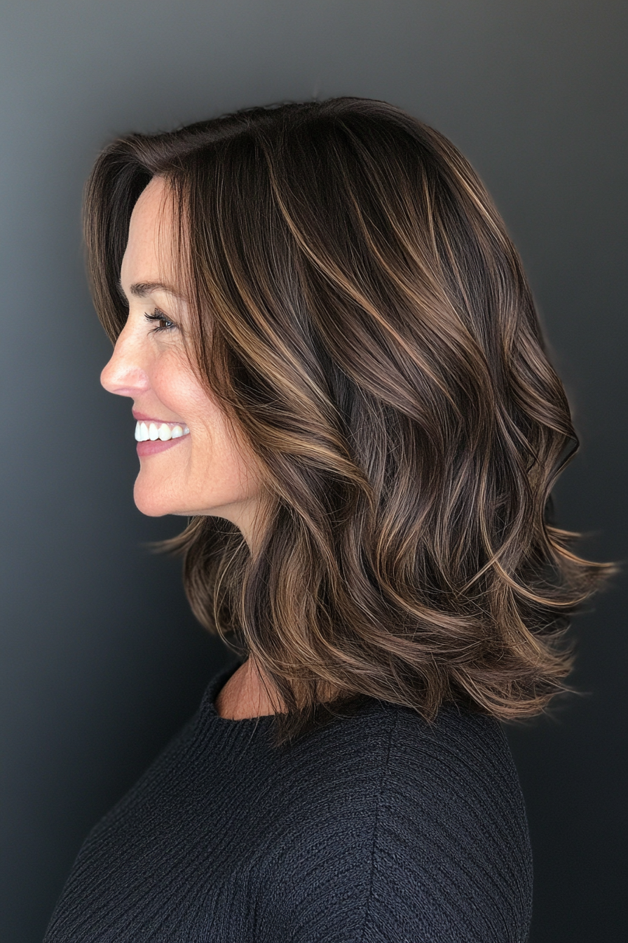 15. Medium Cut with Soft Waves (Dark Ash Brown) (Haircuts Women Over 40) - Haircuts Women Over 40