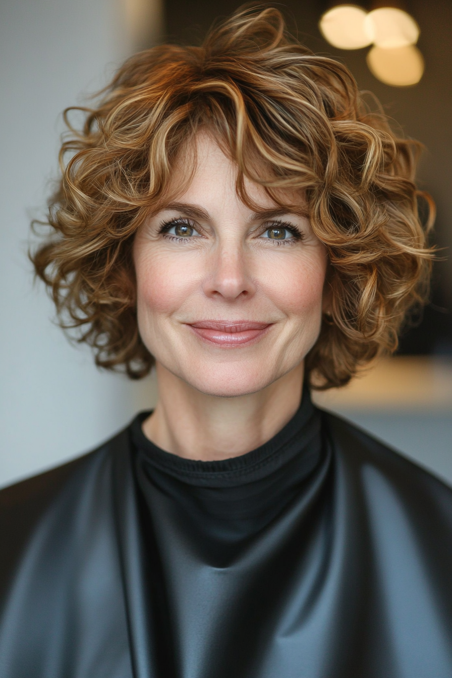 10. Natural Curly Ringlets with Highlighted Ends (Hairstyles For Women Over 50 With Curly Hair) - Hairstyles For Women Over 50 With Curly Hair
