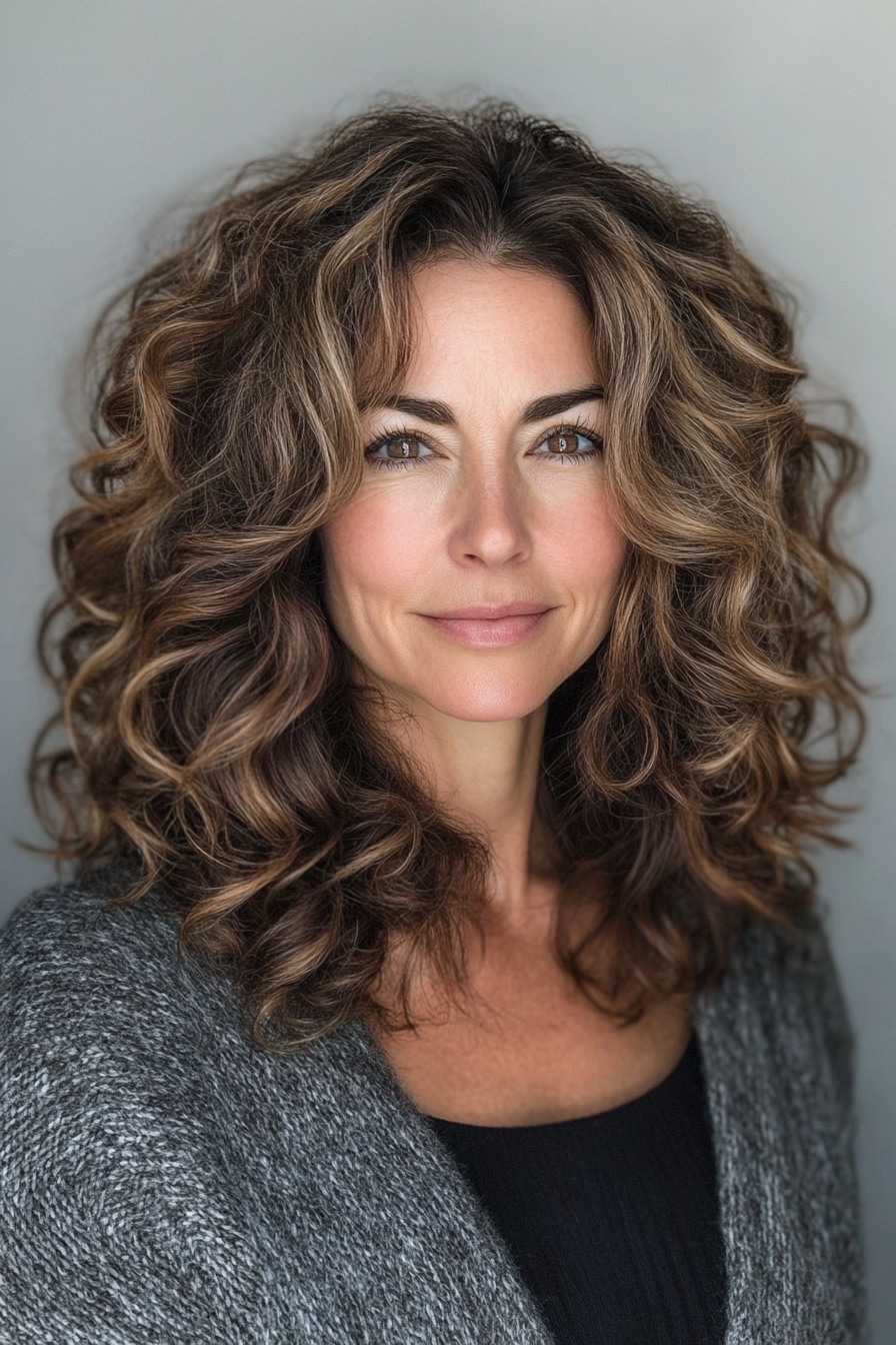 12. Curly Layered Shoulder Cut (Hairstyles For Women Over 50 With Curly Hair) - Hairstyles For Women Over 50 With Curly Hair