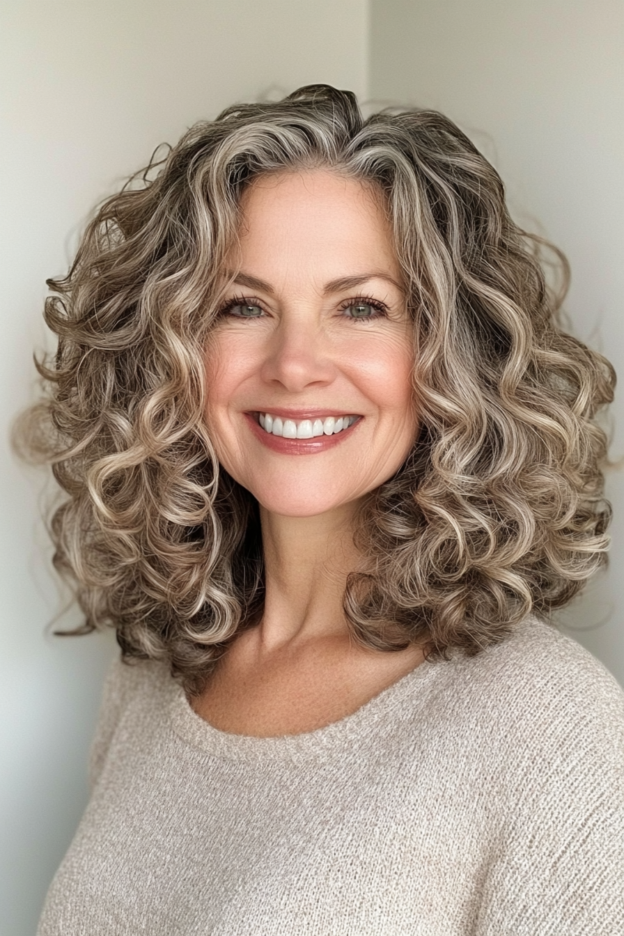 13. Classic Curly Shoulder Cut with Dark Blonde (Hairstyles For Women Over 50 With Curly Hair) - Hairstyles For Women Over 50 With Curly Hair