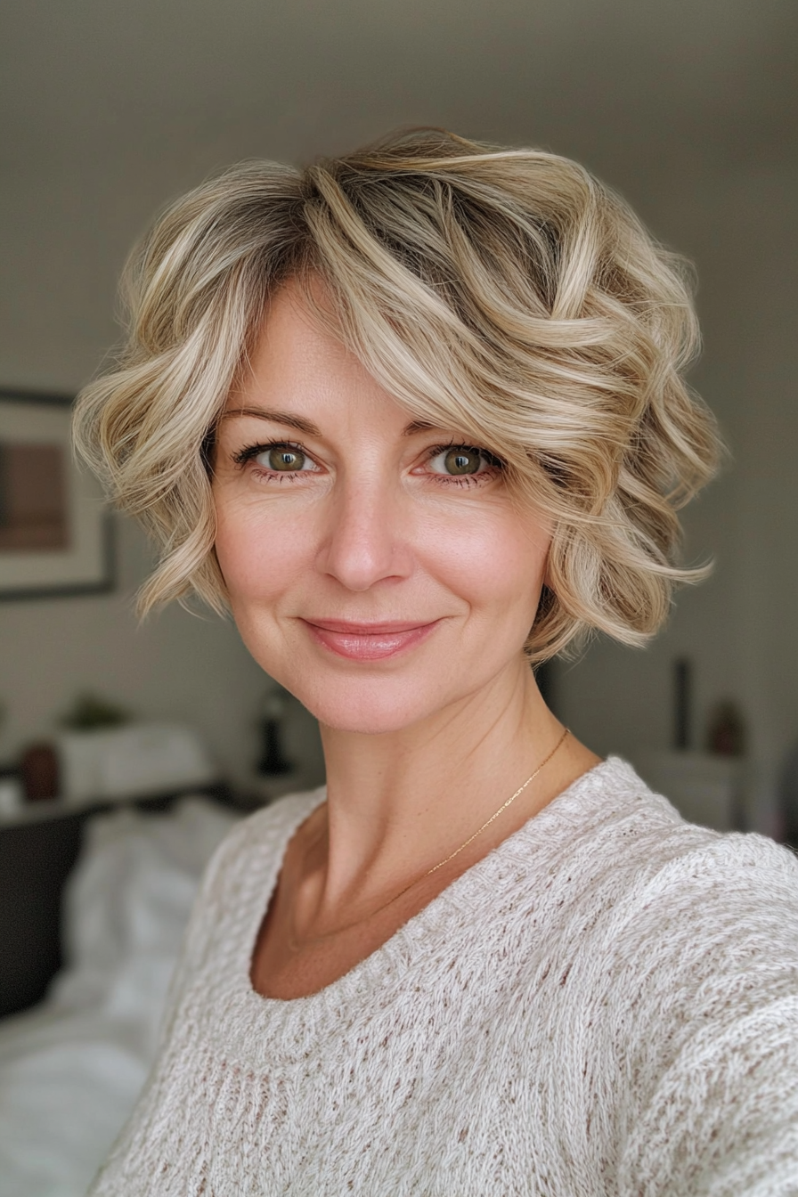 8. Soft Wavy Pixie with Warm Blonde (Short Hairstyles For Women Over 50 With Thick Hair) - Short Hairstyles For Women Over 50 With Thick Hair