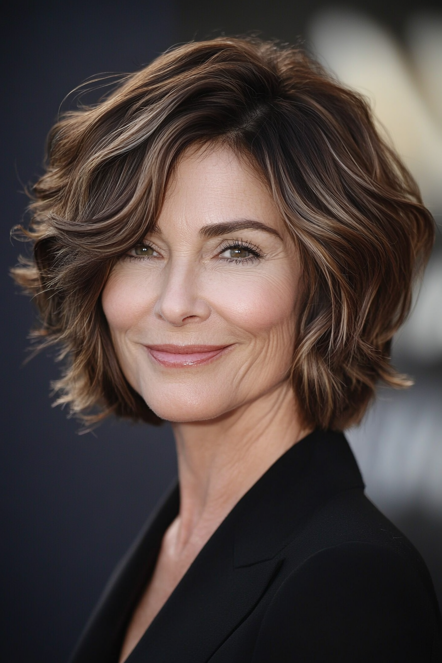 16. Tousled Shag in Rich Mocha Brown (Short Hairstyles For Women Over 50 With Thick Hair) - Short Hairstyles For Women Over 50 With Thick Hair