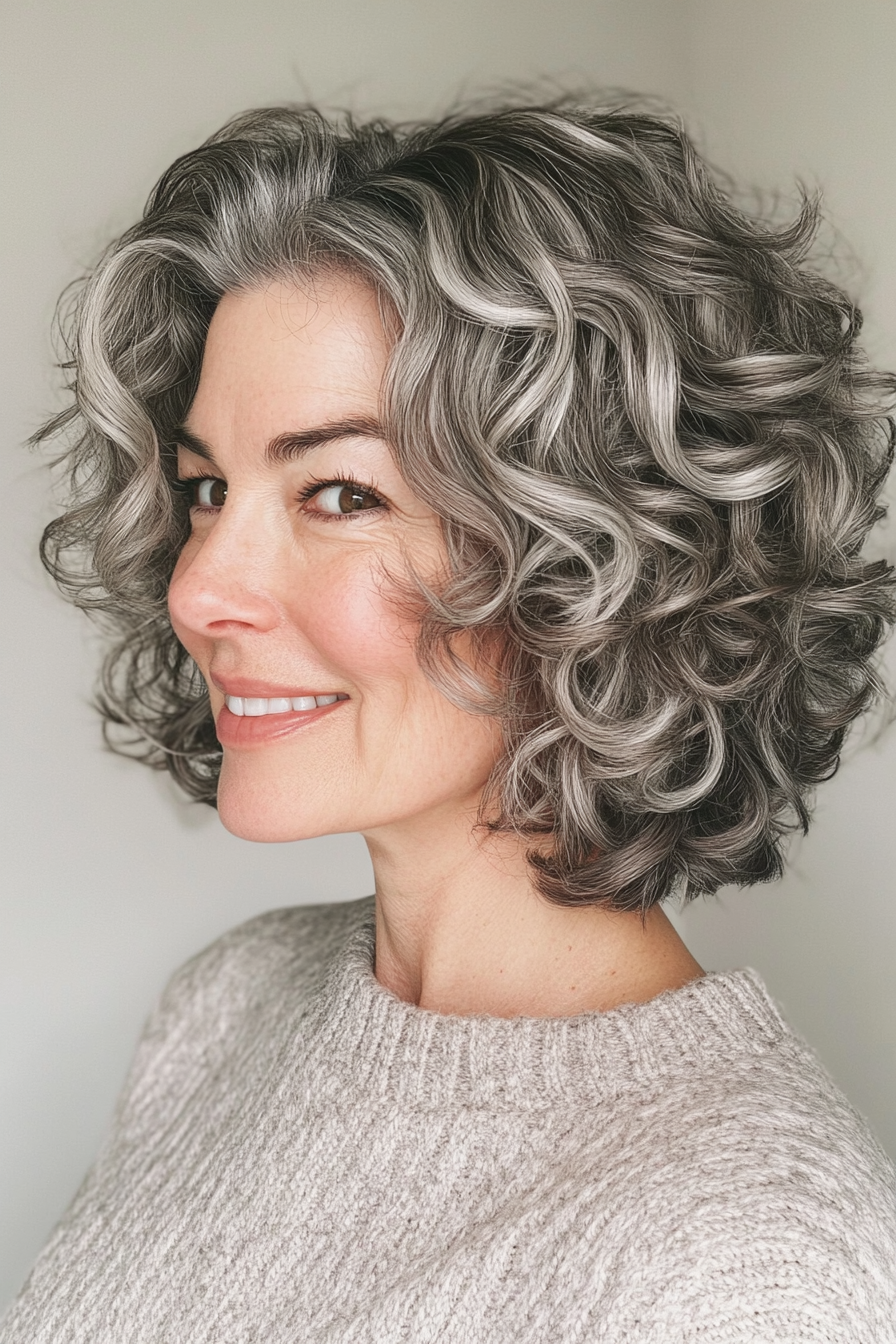 19. Curly Tapered Cut with Soft Gray (Short Hairstyles For Women Over 50 With Thick Hair) - Short Hairstyles For Women Over 50 With Thick Hair