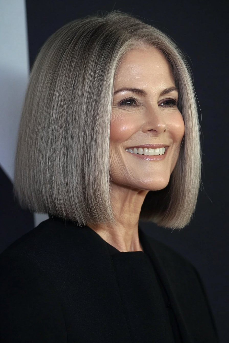 14. Straight Bob with Dark Blonde (Hairstyles For Older Women With Thick Hair) - Hairstyles For Older Women With Thick Hair
