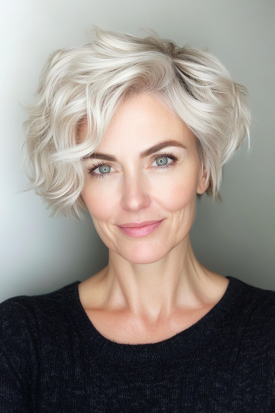 10. Light Ash Blonde Wavy Pixie (Short Wavy Hairstyles For Women Over 50) - Short Wavy Hairstyles For Women Over 50