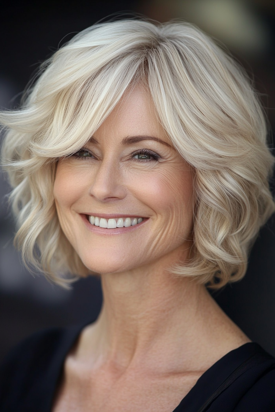 16. Sandy Blonde Wavy Bob (Short Wavy Hairstyles For Women Over 50) - Short Wavy Hairstyles For Women Over 50