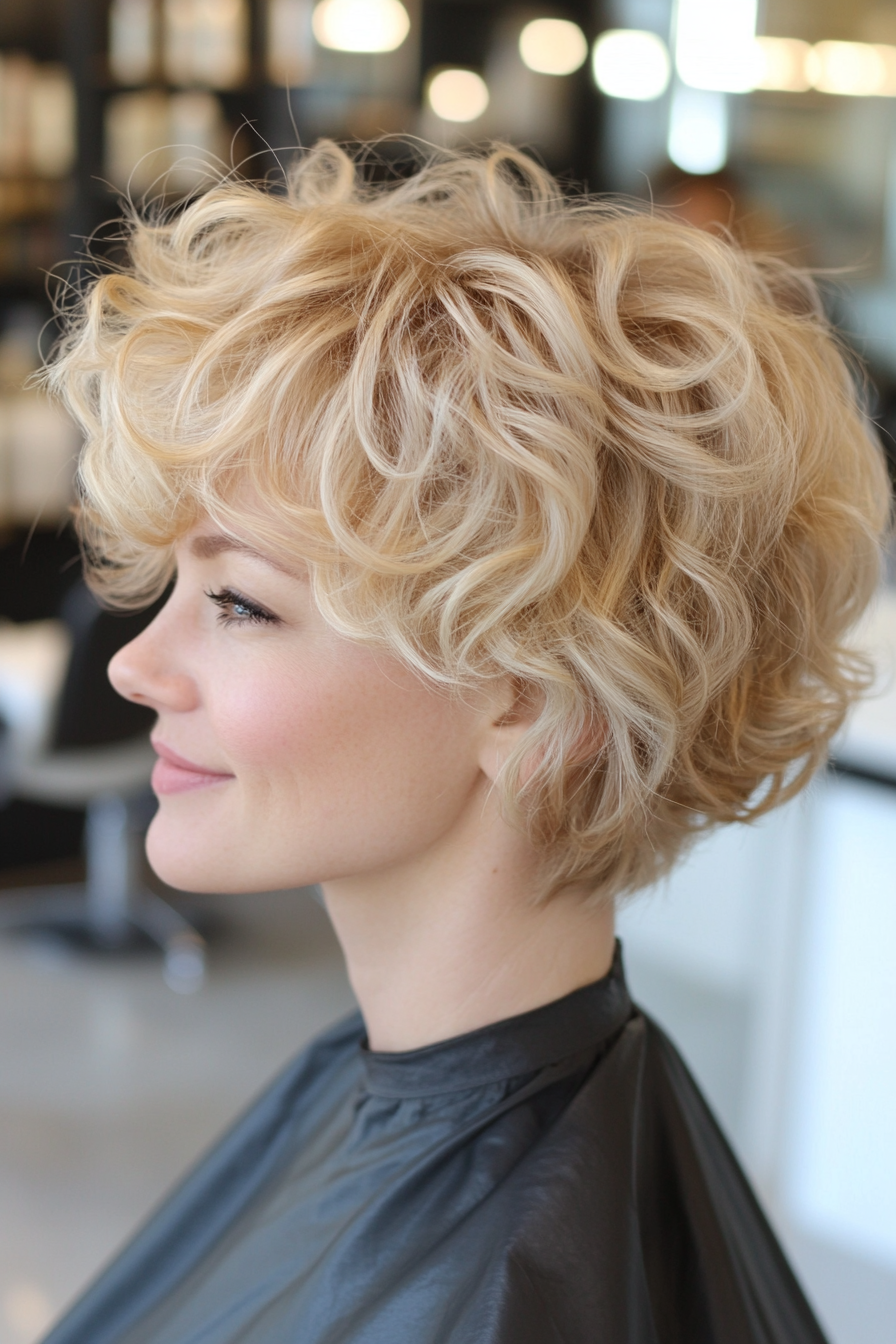 8. Golden Blonde Curls (Short Blonde Haircuts For Fine Hair) - Short Blonde Haircuts For Fine Hair