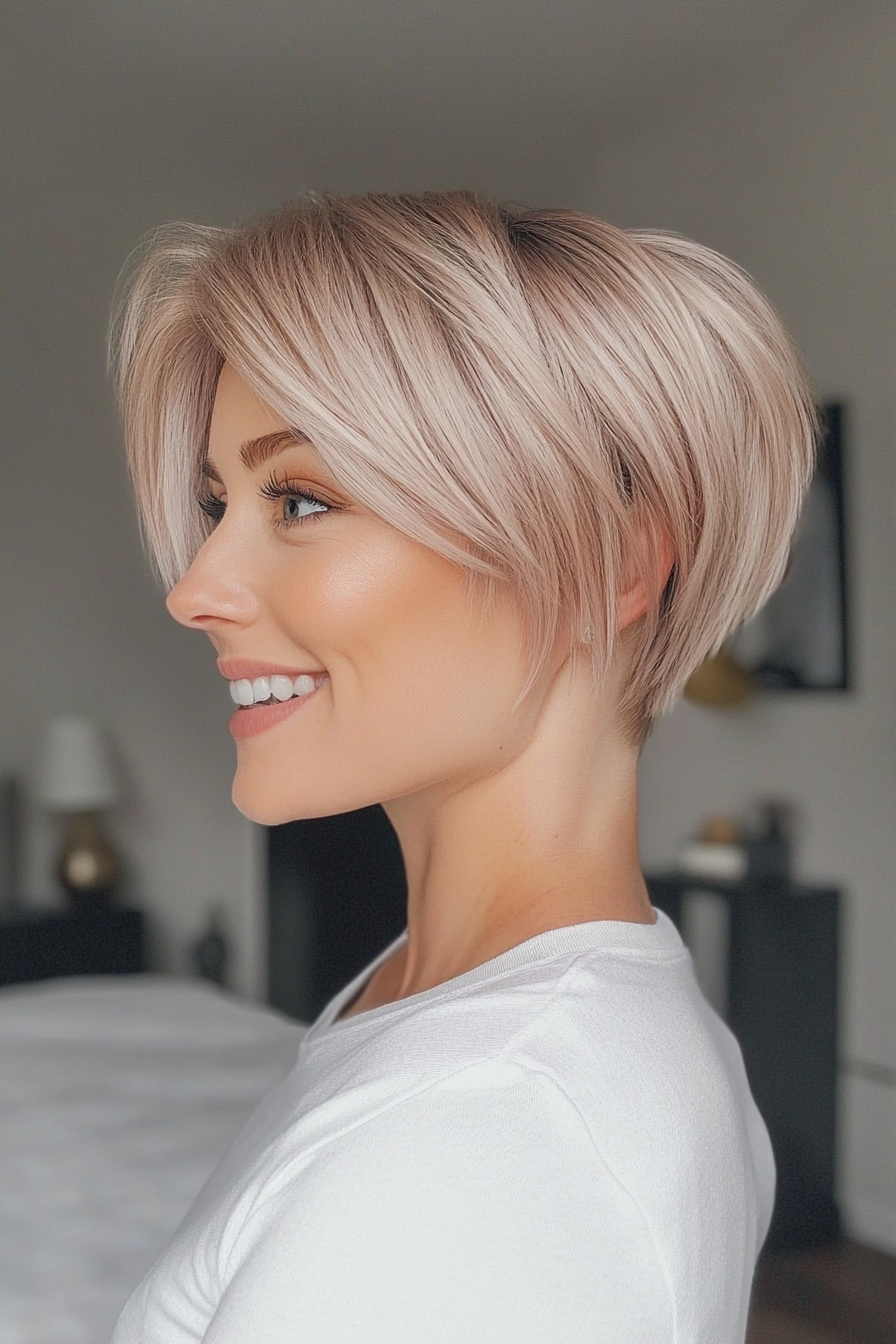 17. Rose Gold Blonde Crop (Short Blonde Haircuts For Fine Hair) - Short Blonde Haircuts For Fine Hair