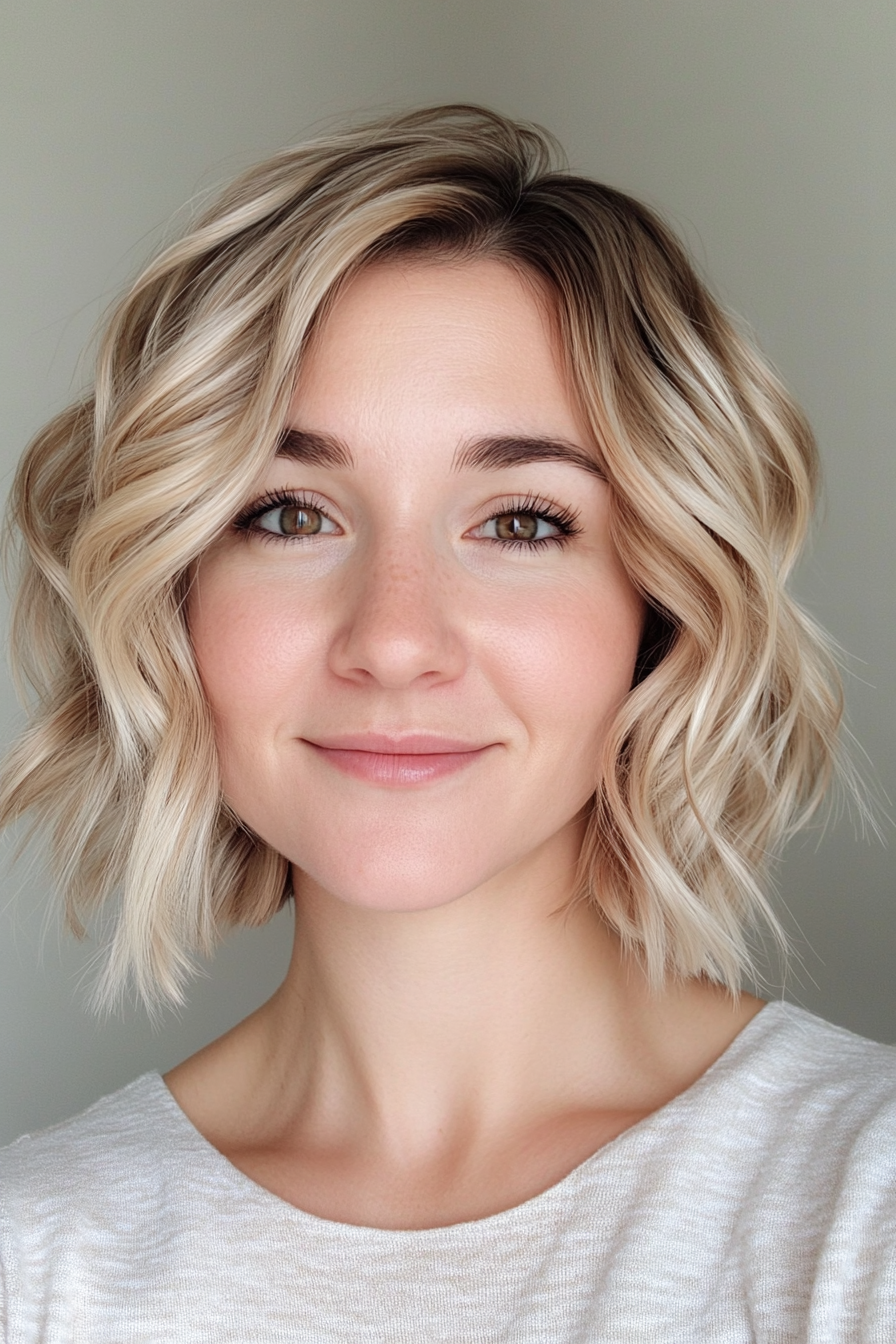 18. Natural Blonde Wavy Lob (Short Blonde Haircuts For Fine Hair) - Short Blonde Haircuts For Fine Hair