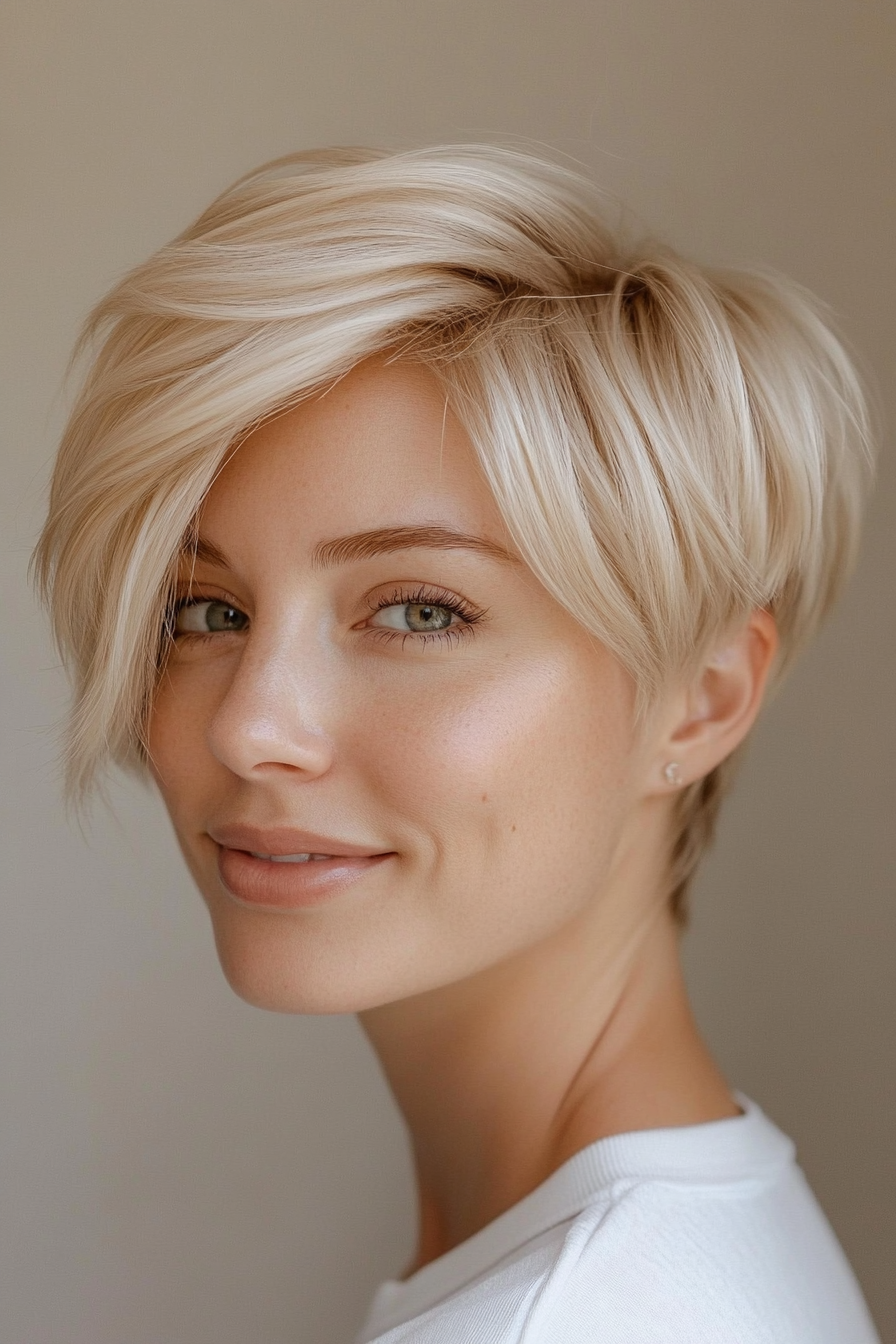 20. Beige Blonde Textured Cut (Short Blonde Haircuts For Fine Hair) - Short Blonde Haircuts For Fine Hair