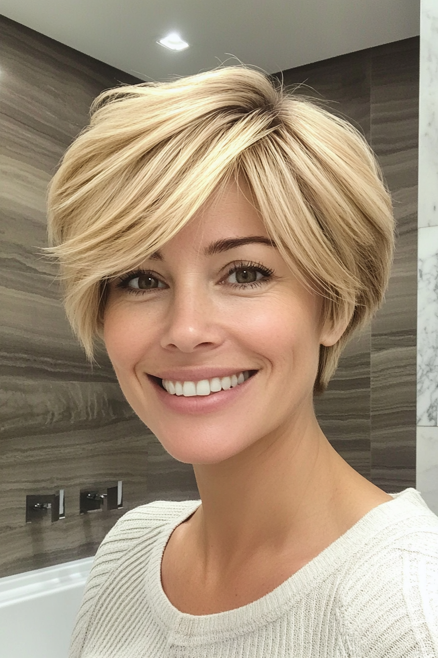 22. Soft Blonde Feathered Cut (Short Blonde Haircuts For Fine Hair) - Short Blonde Haircuts For Fine Hair