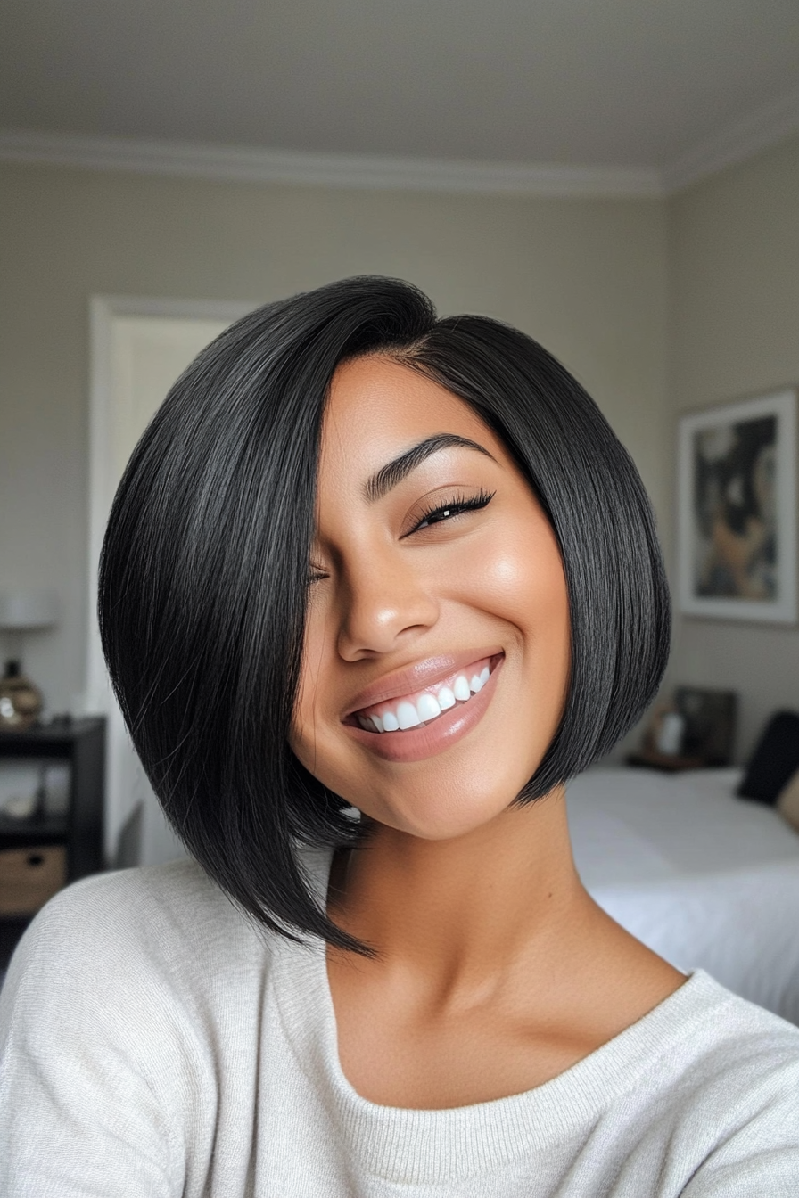 3. Classic Bob with Side Part (Black) (Classy Short Haircuts For Women) - Classy Short Haircuts For Women