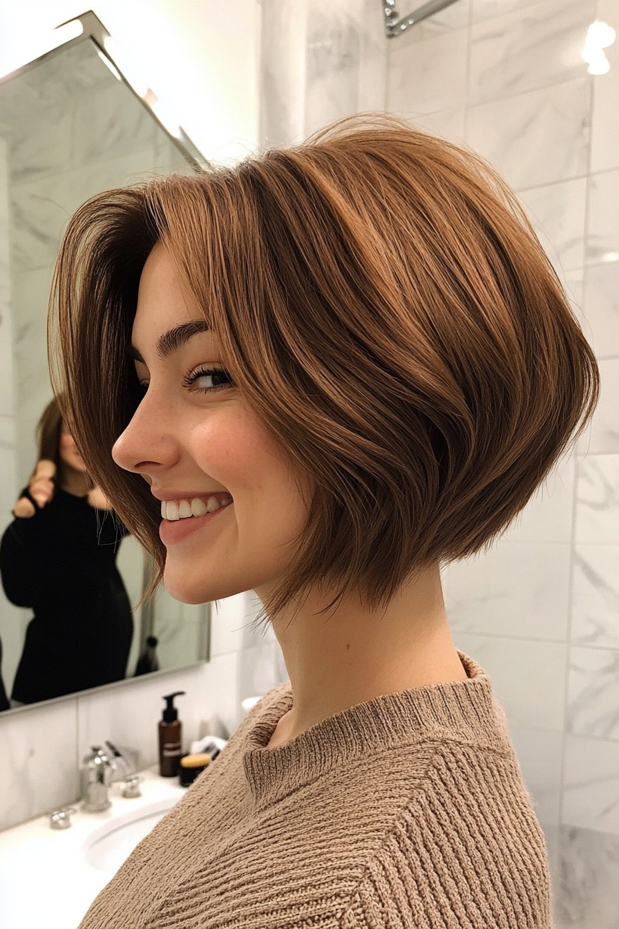 4. Asymmetrical Lob (Chestnut Brown) (Classy Short Haircuts For Women) - Classy Short Haircuts For Women