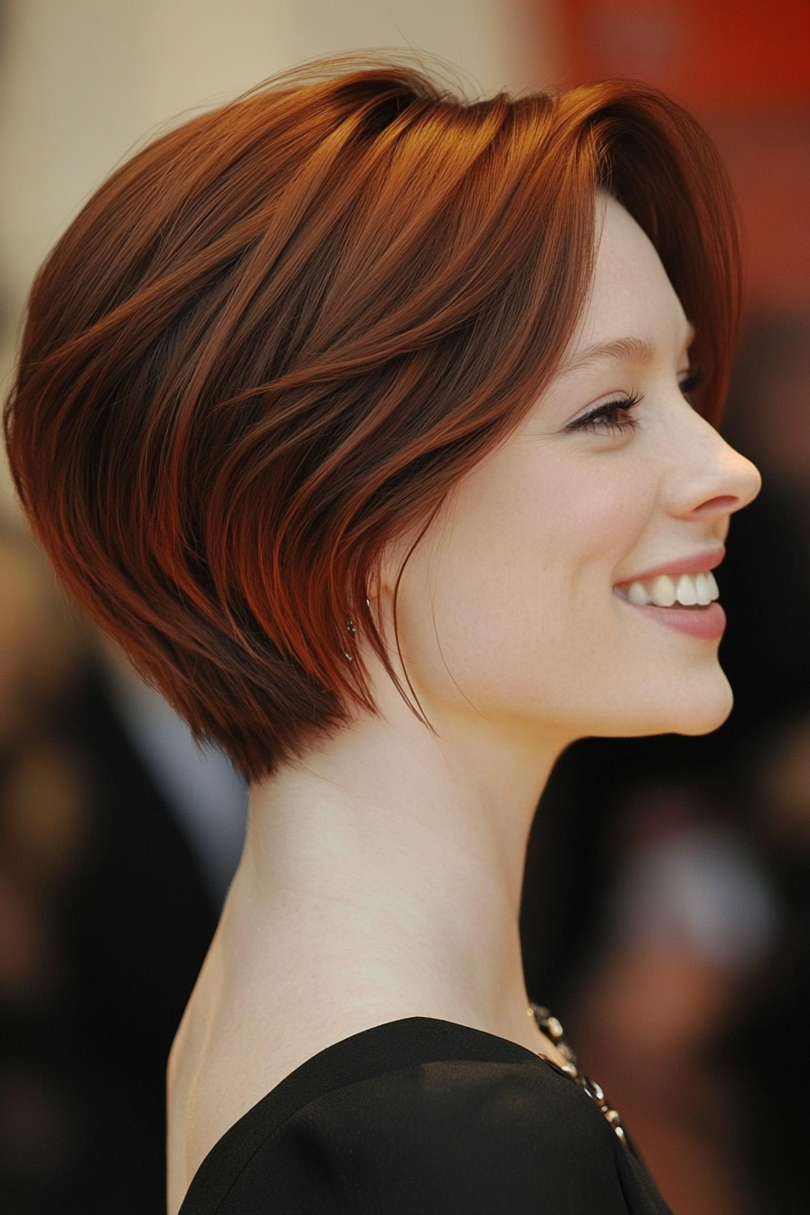 6. Stacked Bob (Auburn) (Classy Short Haircuts For Women) - Classy Short Haircuts For Women